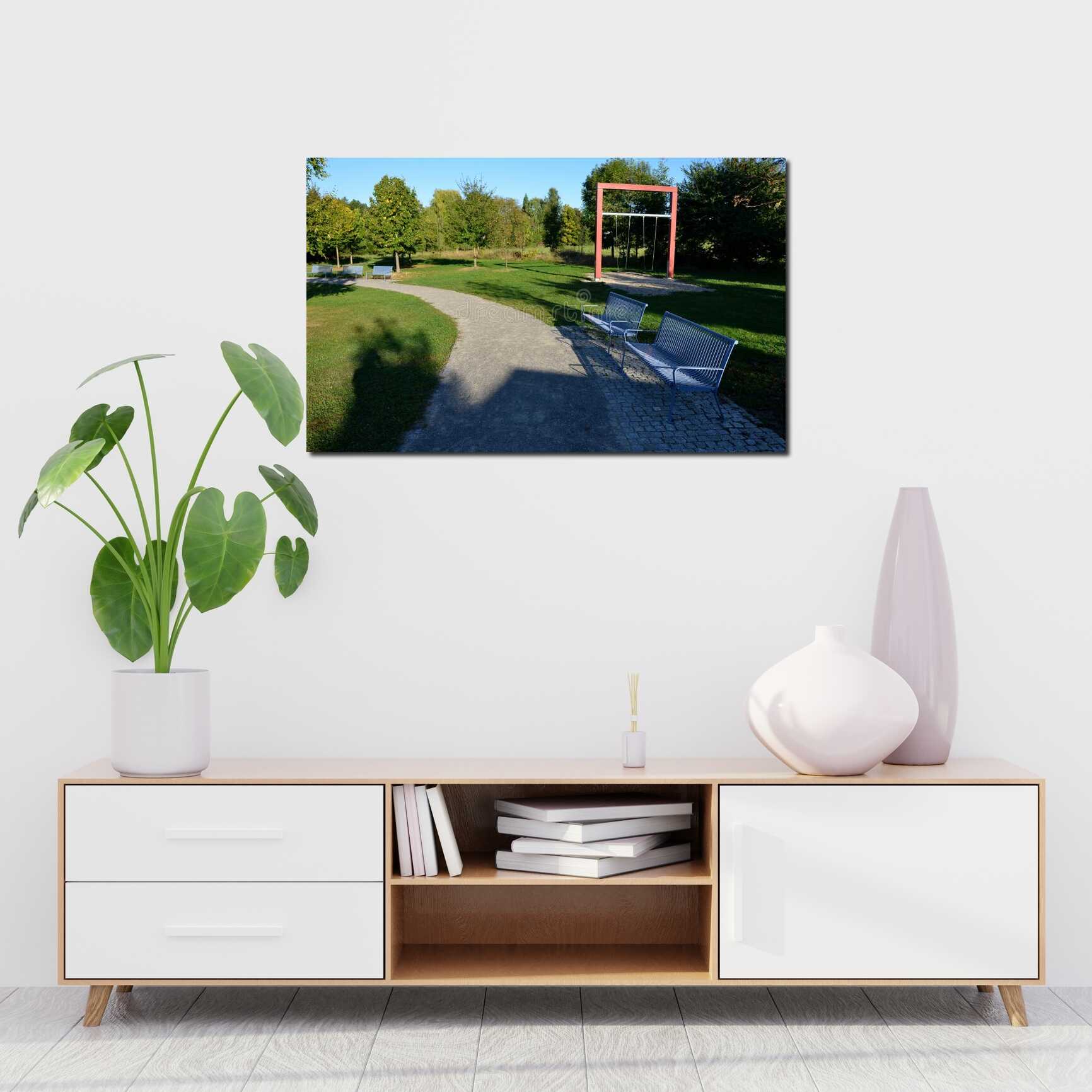 Canvas above sofa for size context