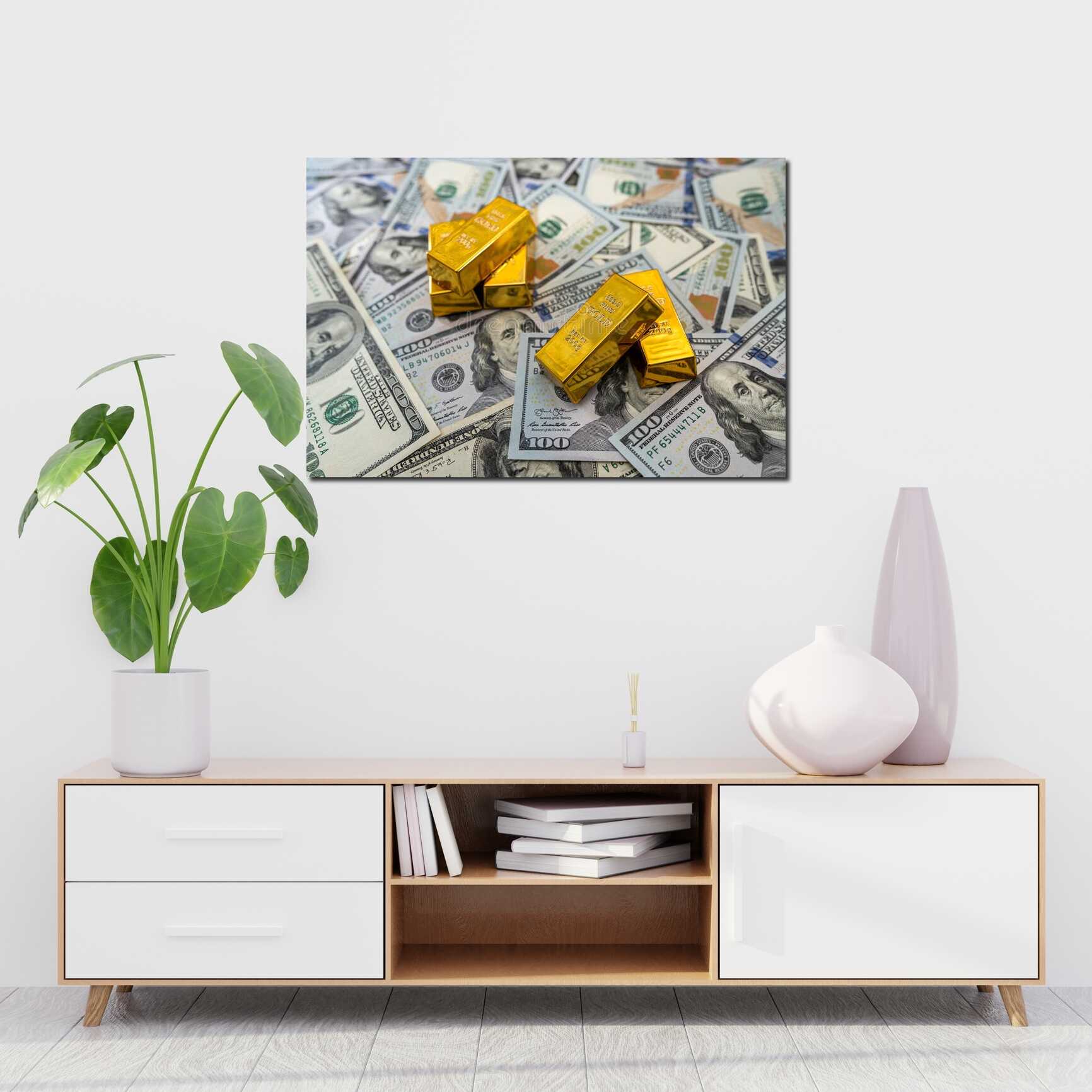 Canvas above sofa for size context