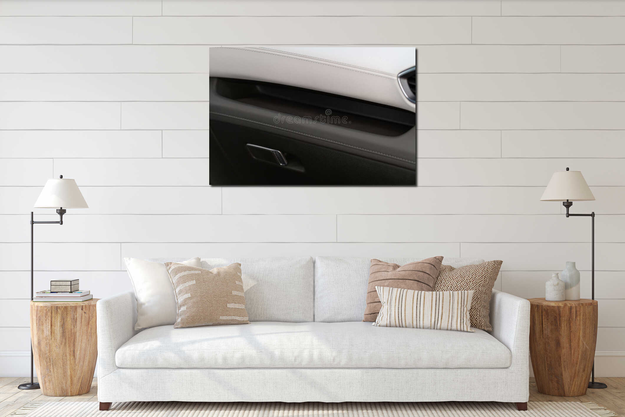 Close up of modern car hood details. interior mockup