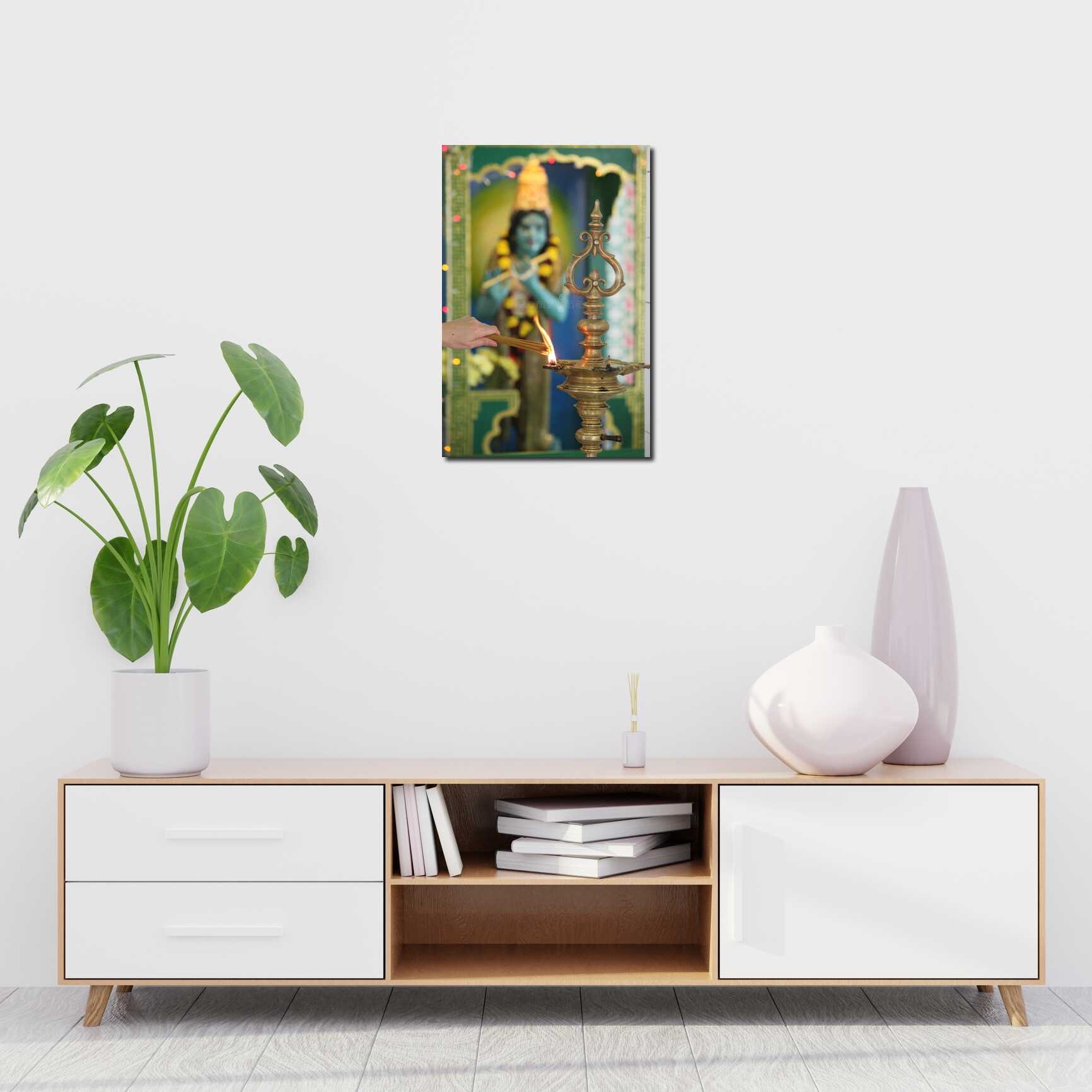 Canvas above sofa for size context