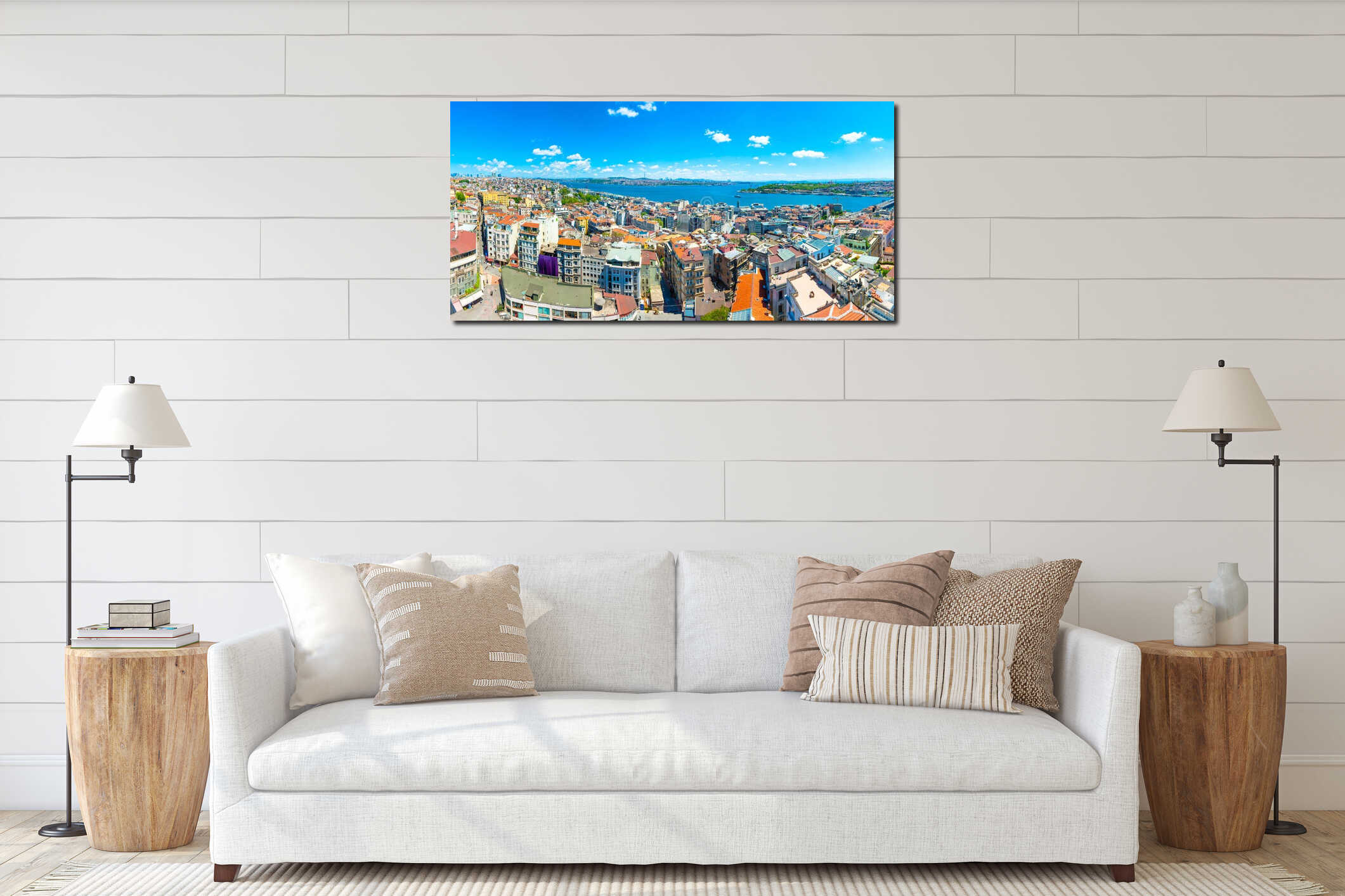 Istanbul city panorama interior mockup