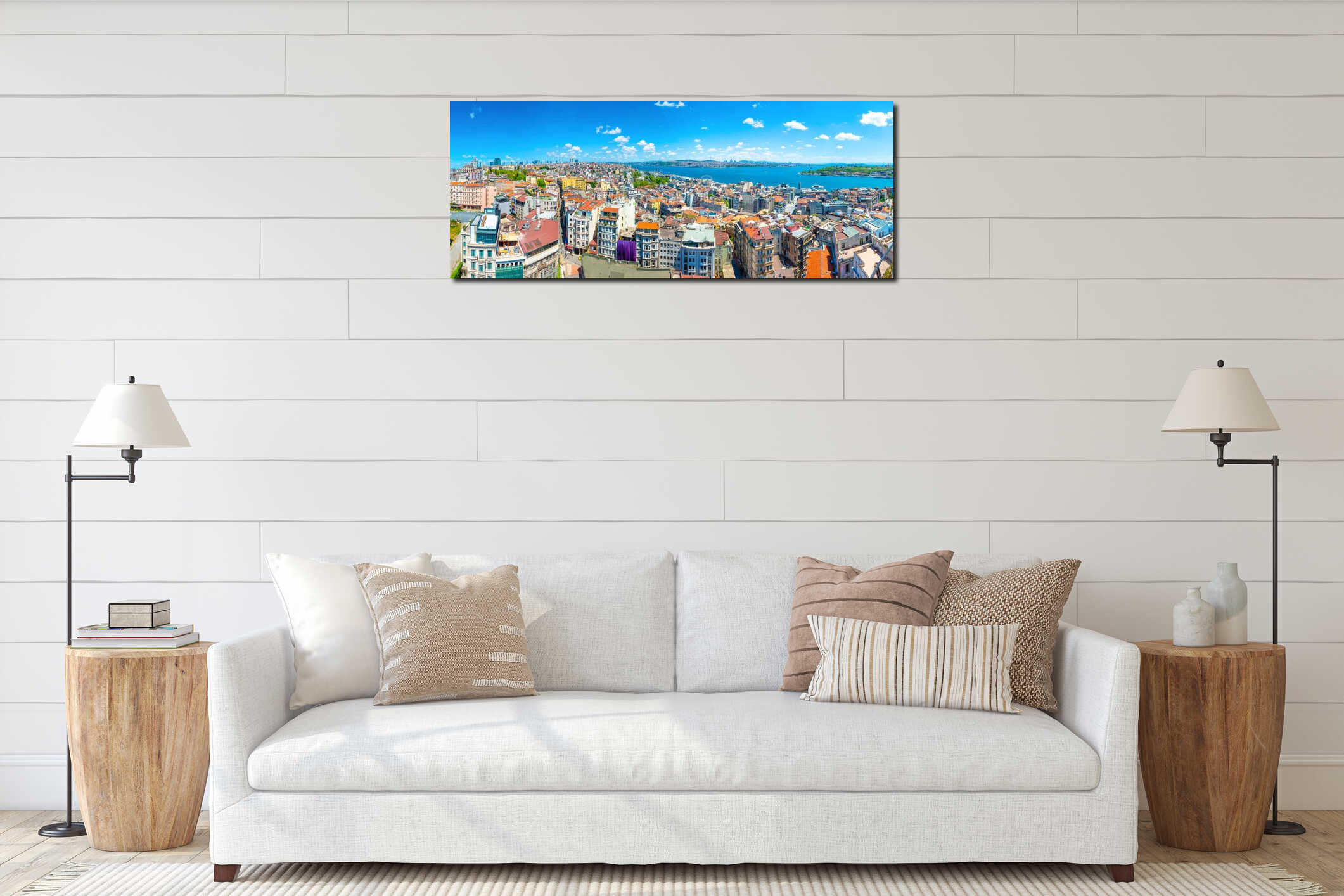 Istanbul city panorama interior mockup