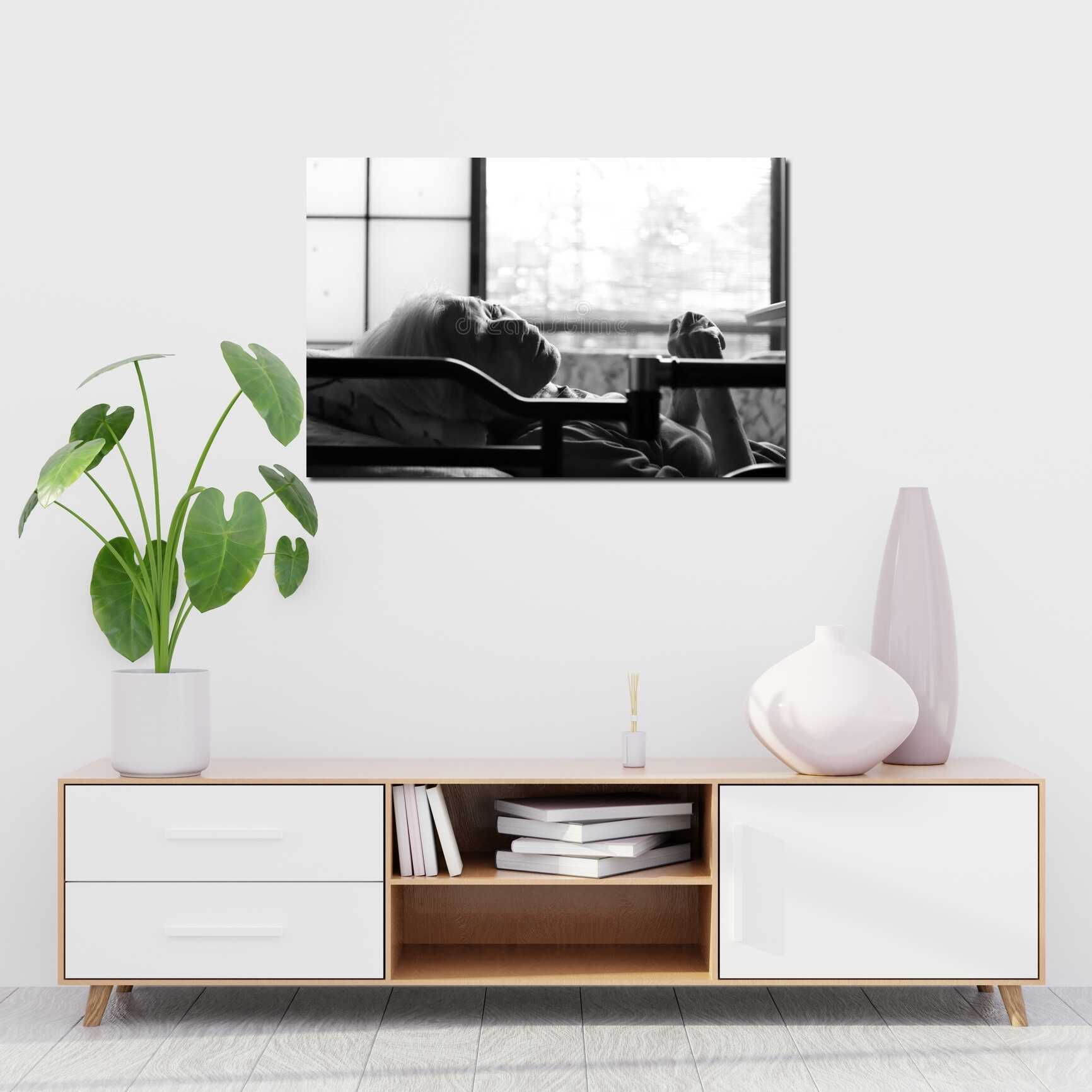 Canvas above sofa for size context