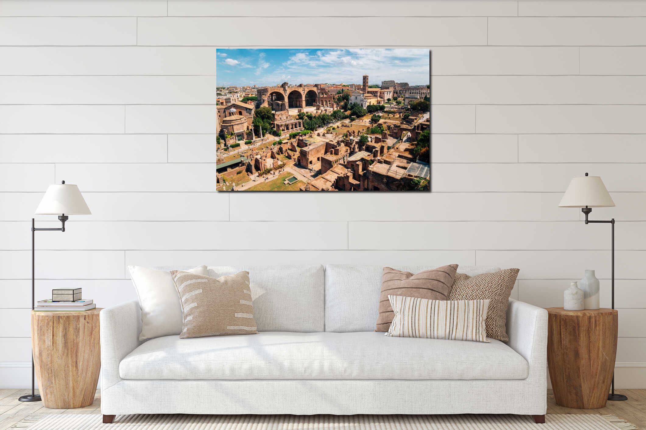 Panoramic view of Roman Forums in Rome, Italy interior mockup