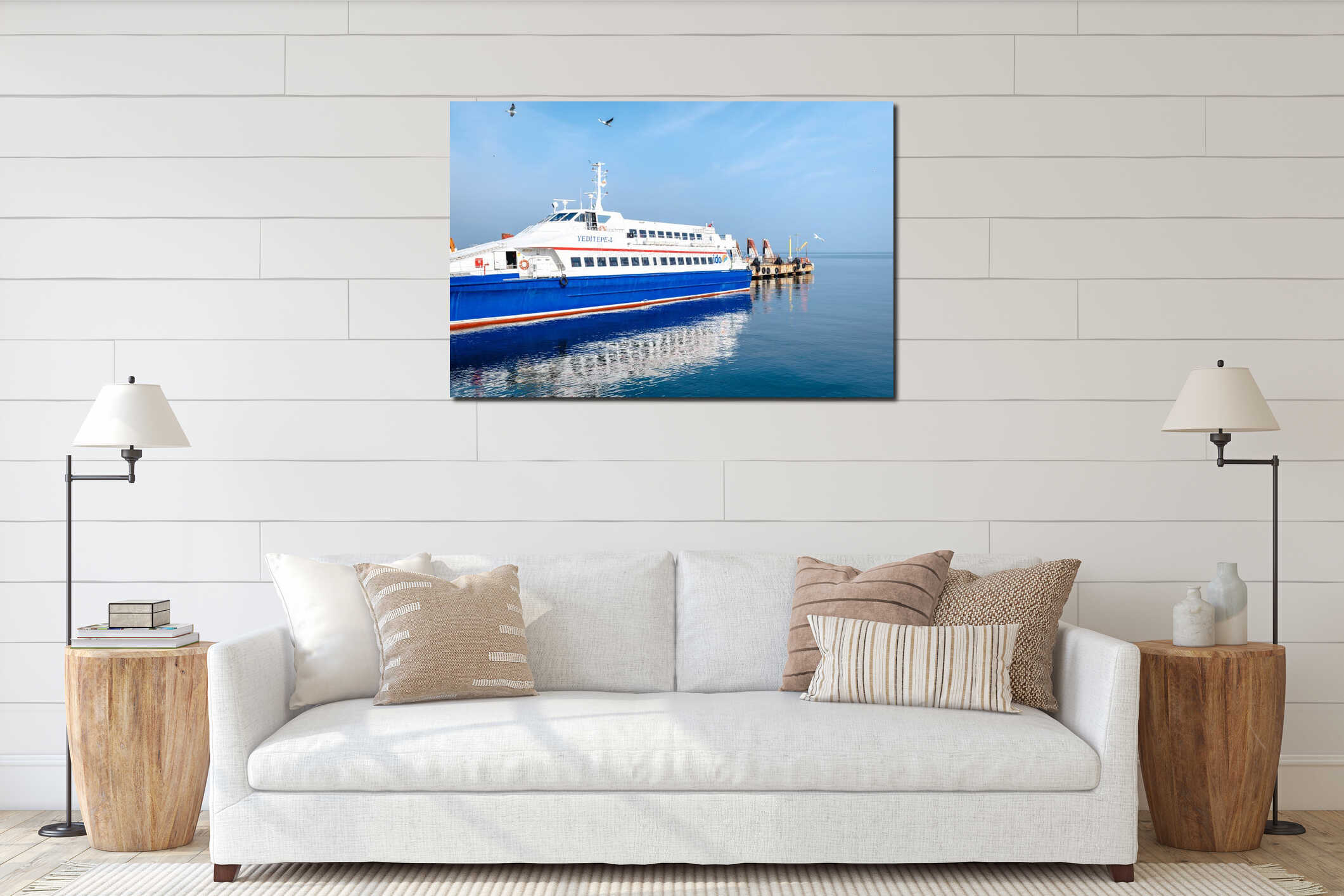 IDO ferry at port in Bursa area, Turkey. IDO ferry is a passenger ferry between Istanbul and Bursa interior mockup