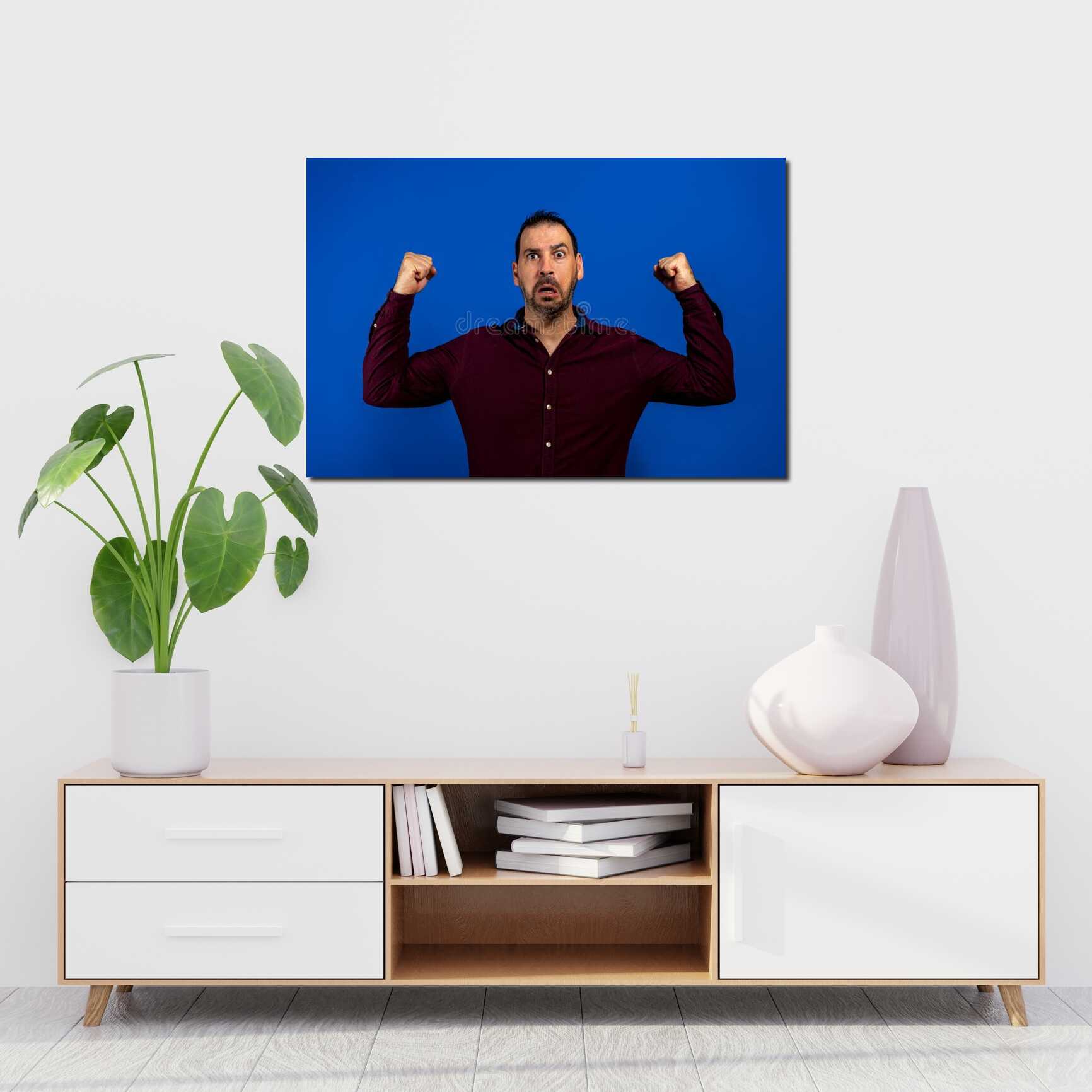 Canvas above sofa for size context