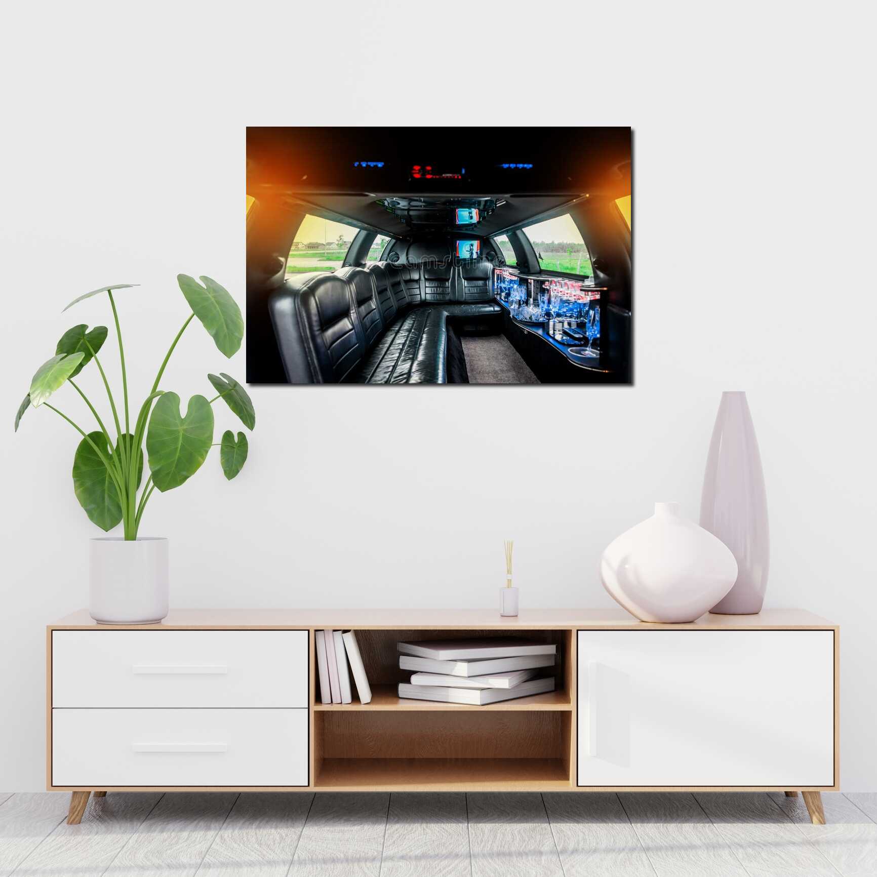 Canvas above sofa for size context