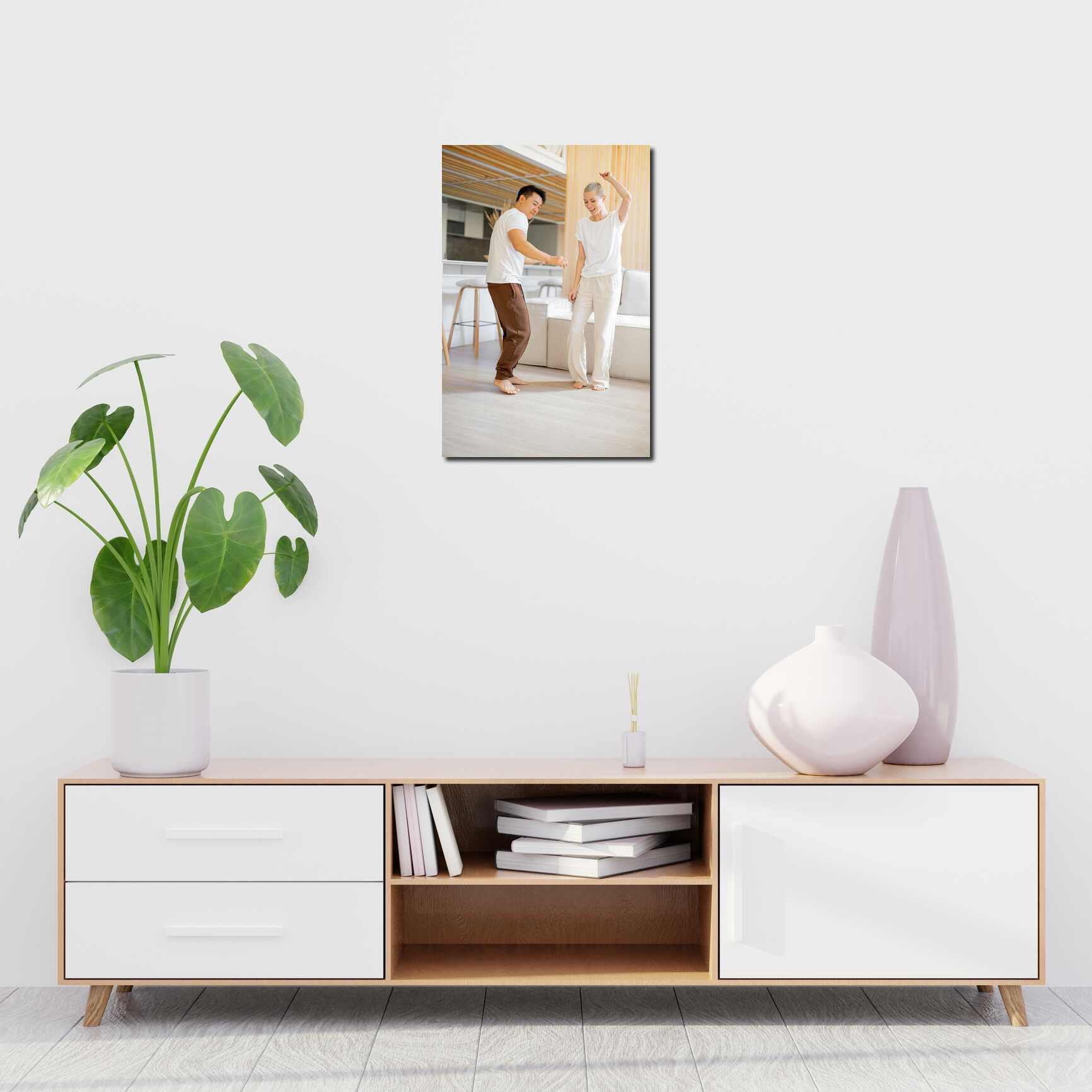 Canvas above sofa for size context