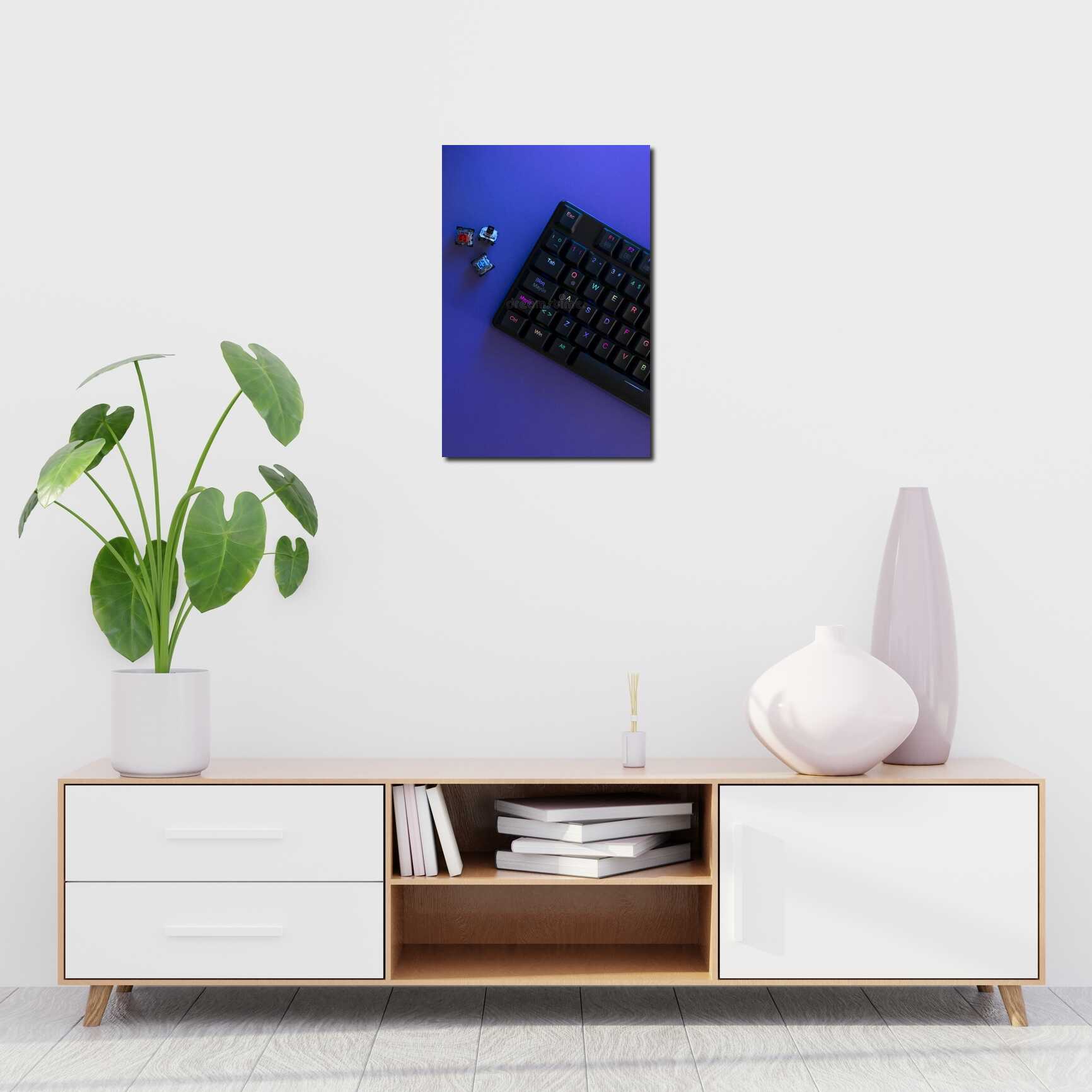 Canvas above sofa for size context