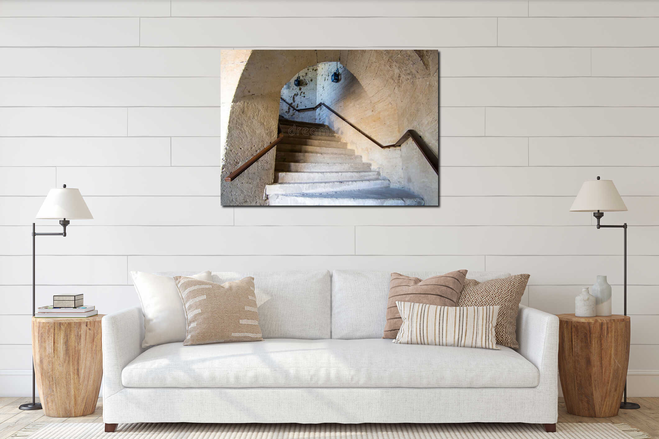 Staircase inside the walls of the Mikhailovskaya Battery, Sevastopol, Crimea interior mockup
