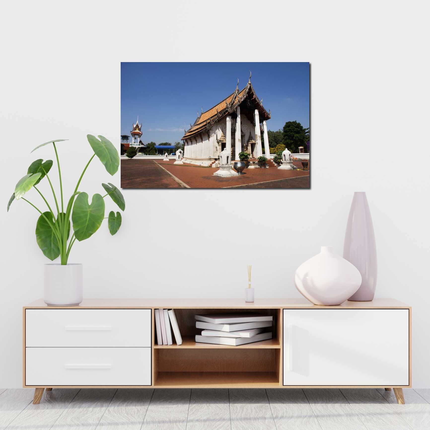 Canvas above sofa for size context