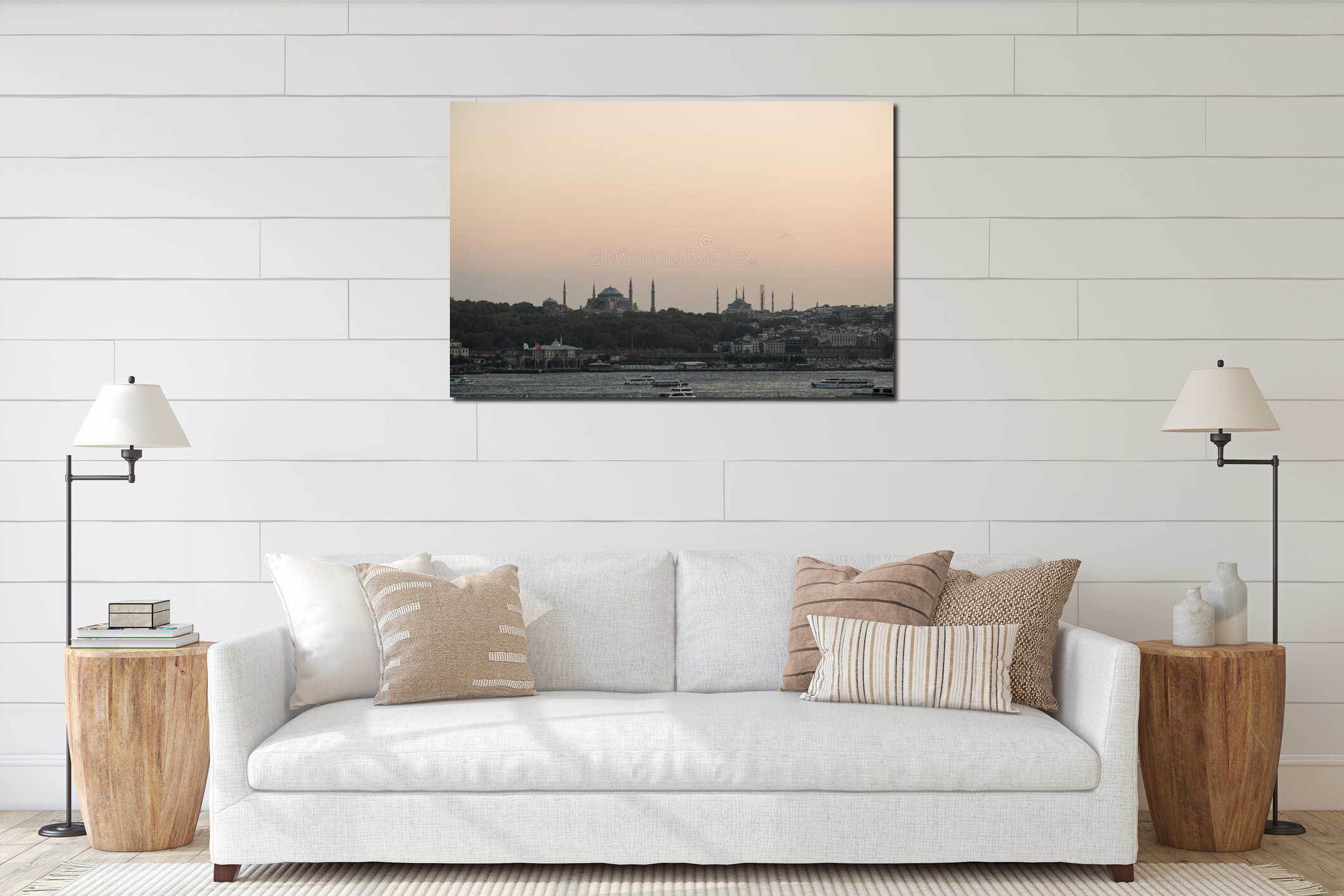 Hagia sophia and Blue Mosque Sultanahmet silhouette. Editorial shot in Istanbul Turkey interior mockup