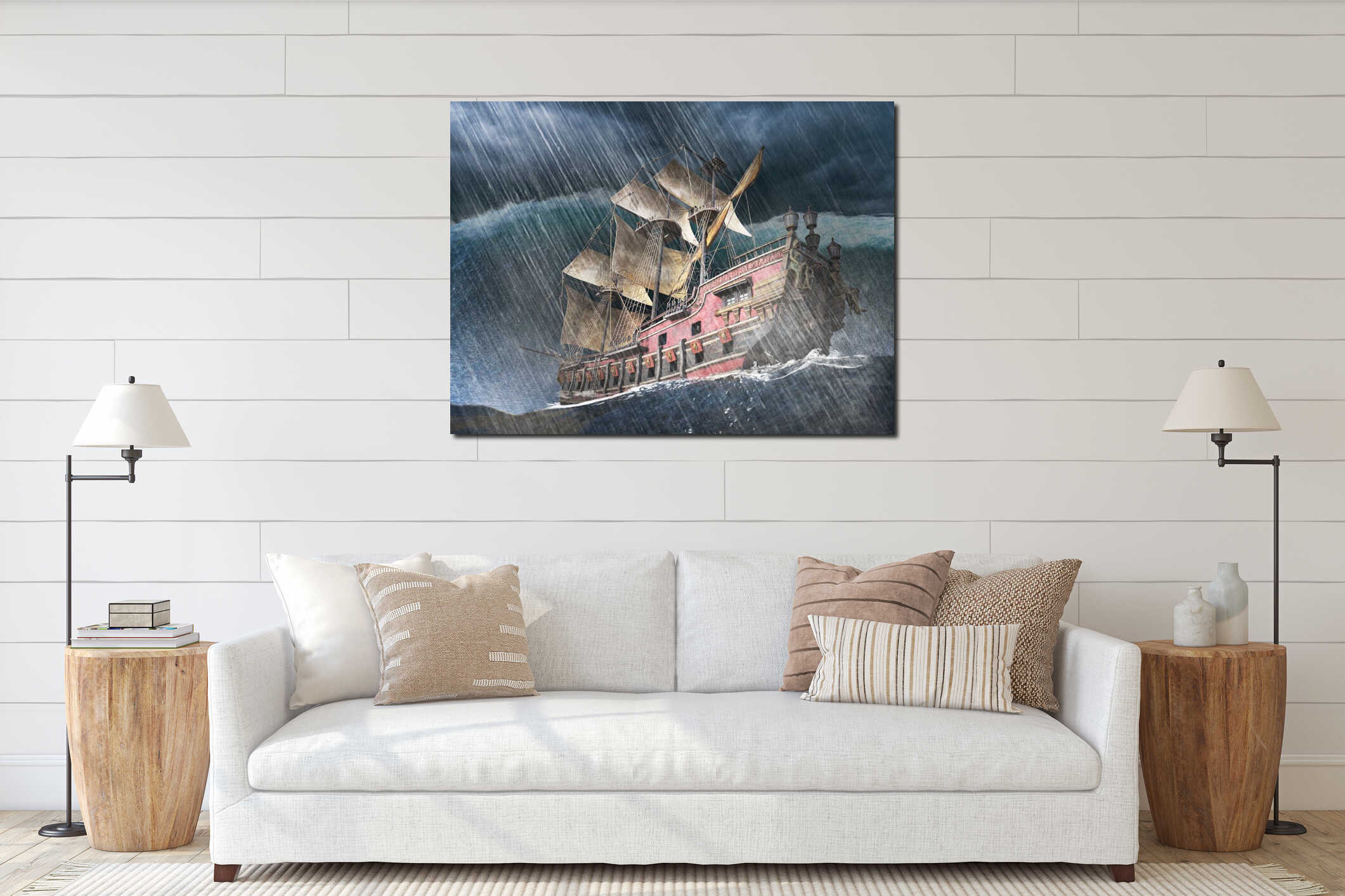 Tall Sailing Ship, Stormy Sea interior mockup