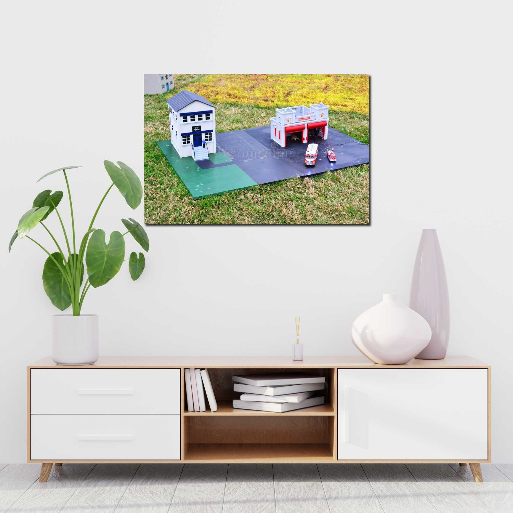 Canvas above sofa for size context