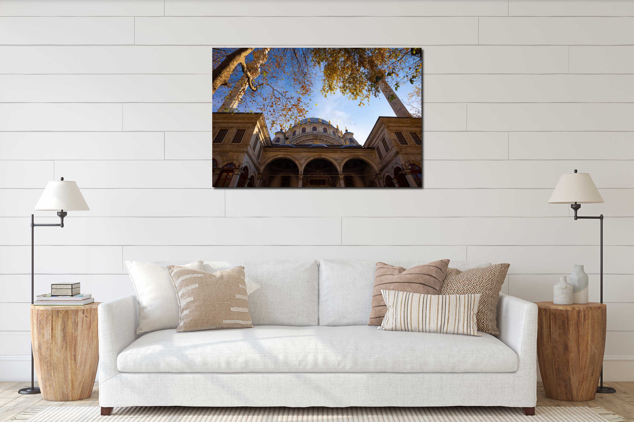 Nusretiye Mosque. Istanbul mosques at autumn interior mockup