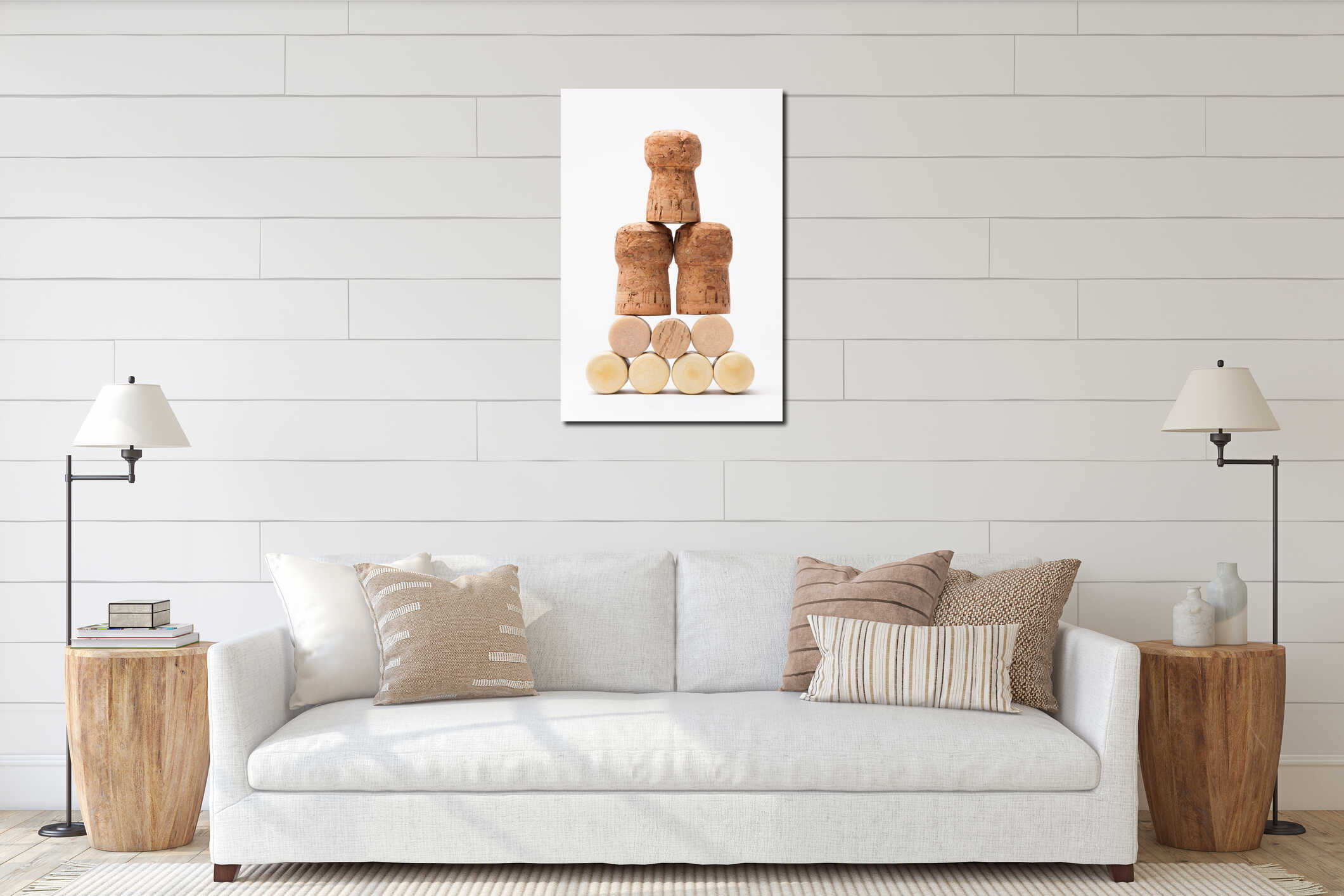 Pyramid made of bottle cork interior mockup