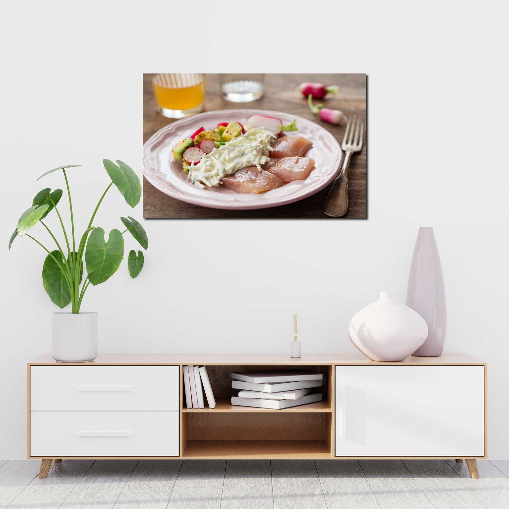 Canvas above sofa for size context