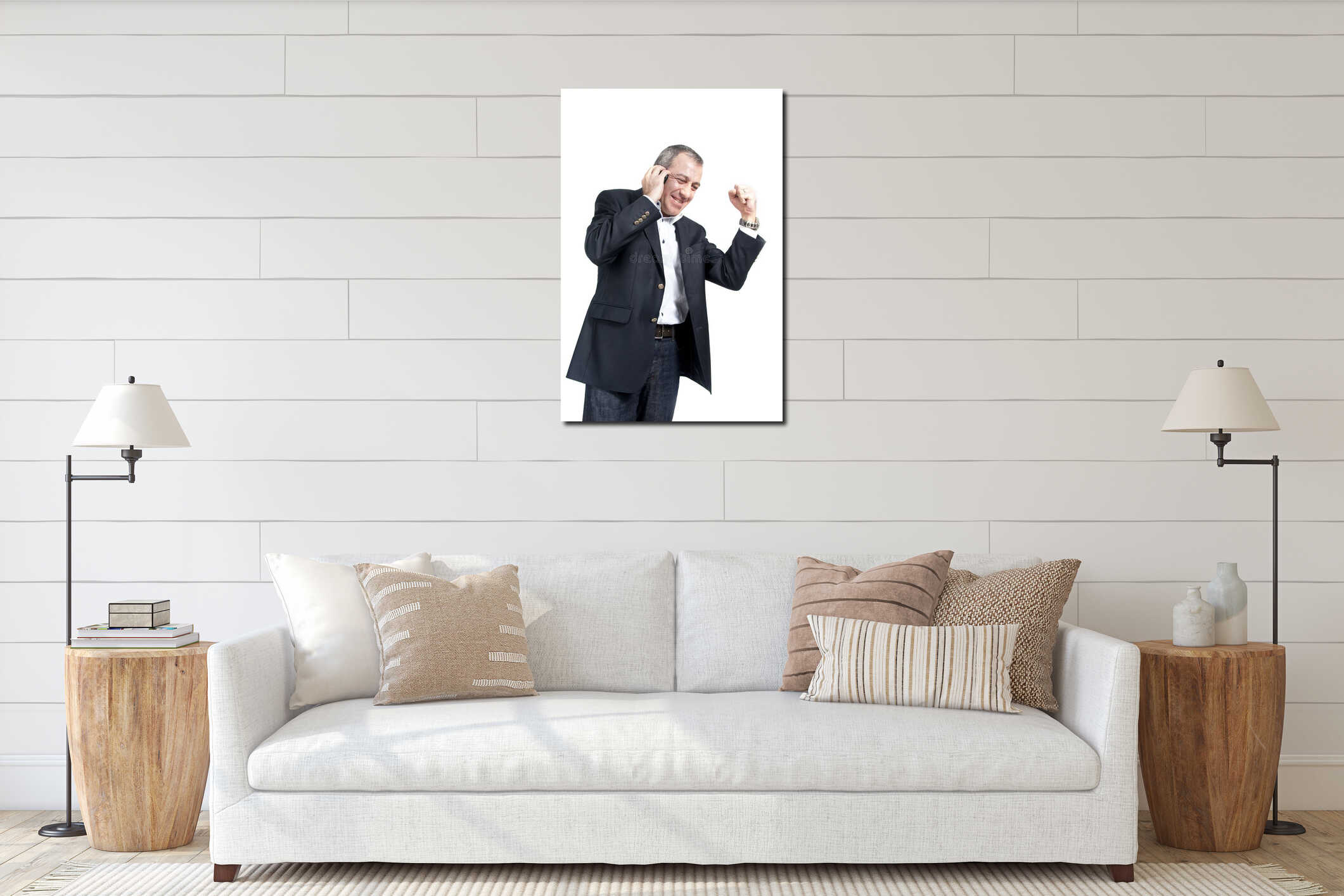 Victorious male interior mockup