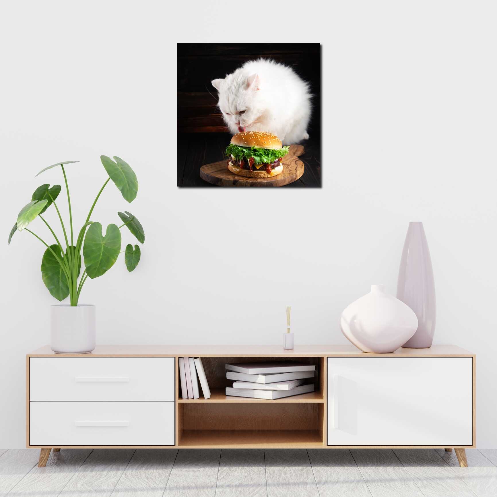 Canvas above sofa for size context