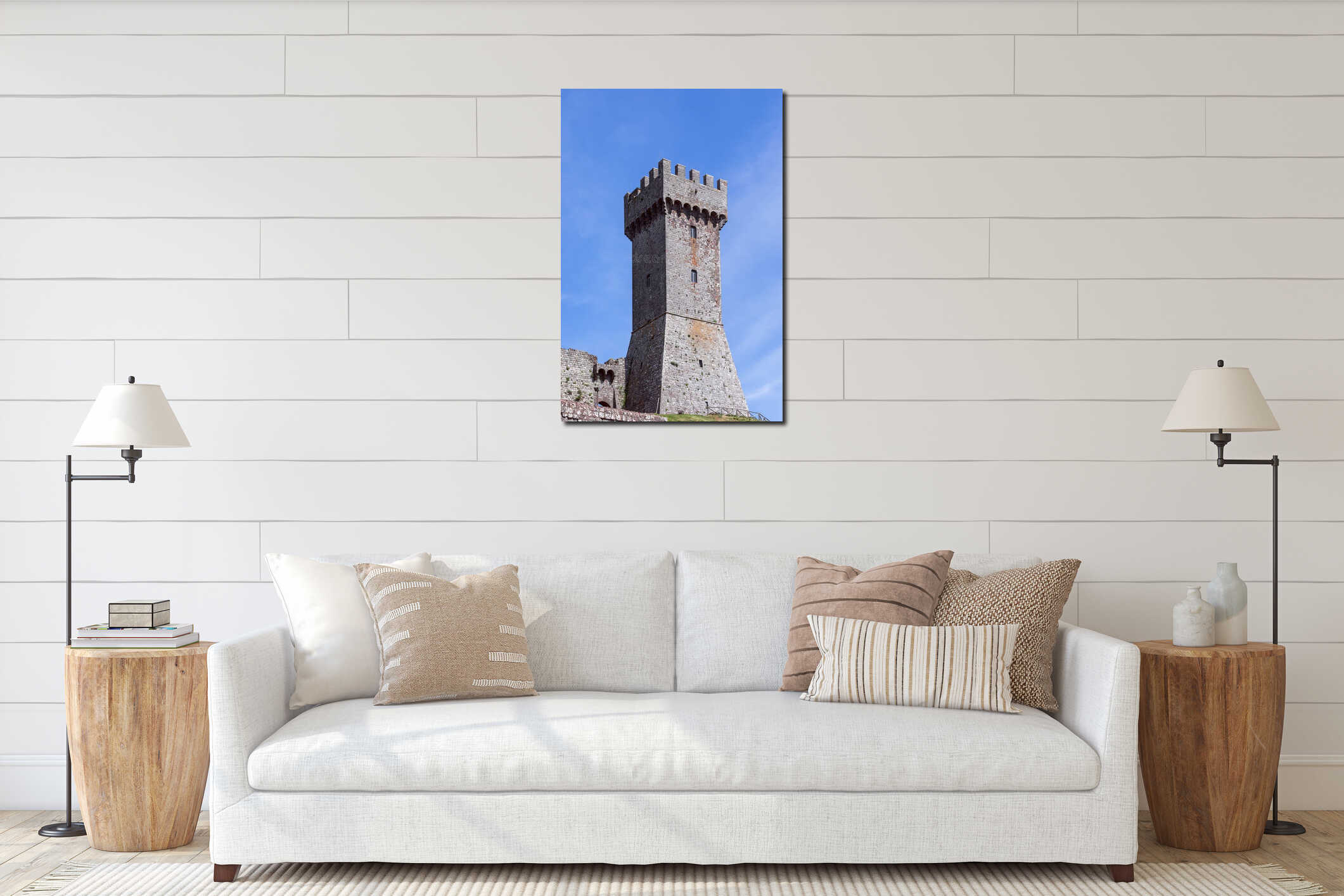 Vertical close shot of Rocca di Radicofani castle observation tower. Tuscany, Italy interior mockup