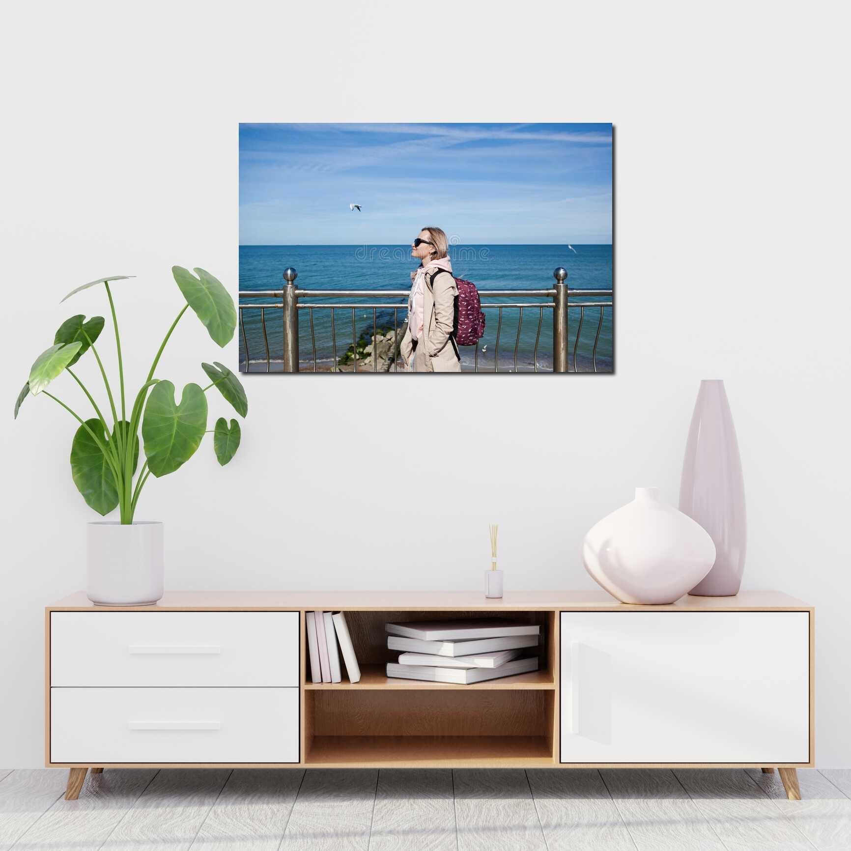 Canvas above sofa for size context