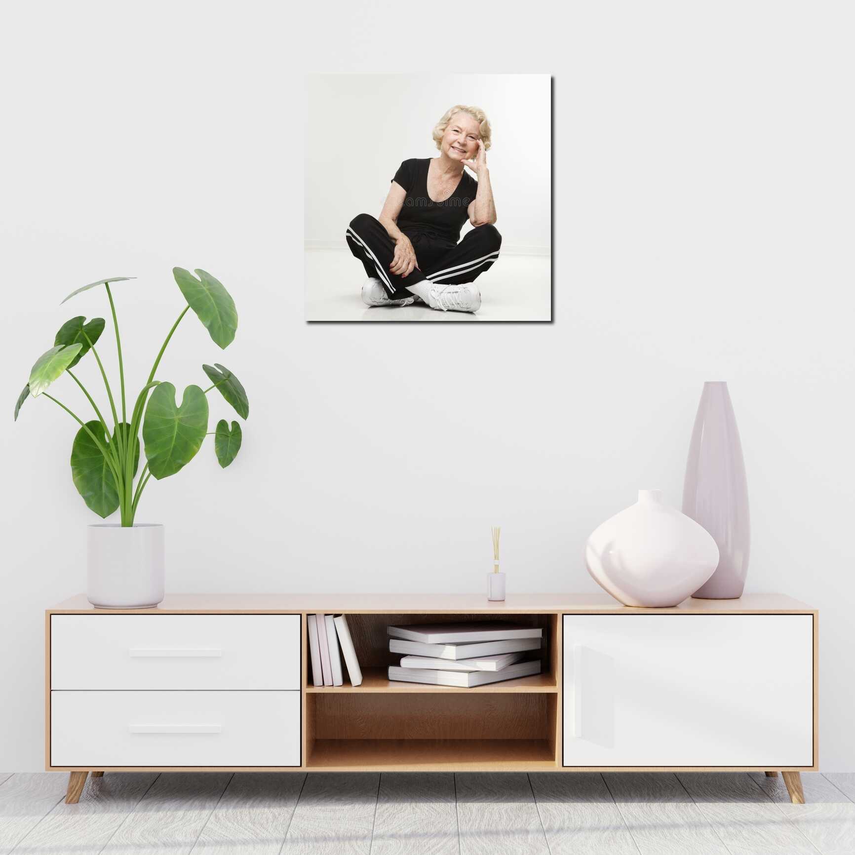 Canvas above sofa for size context