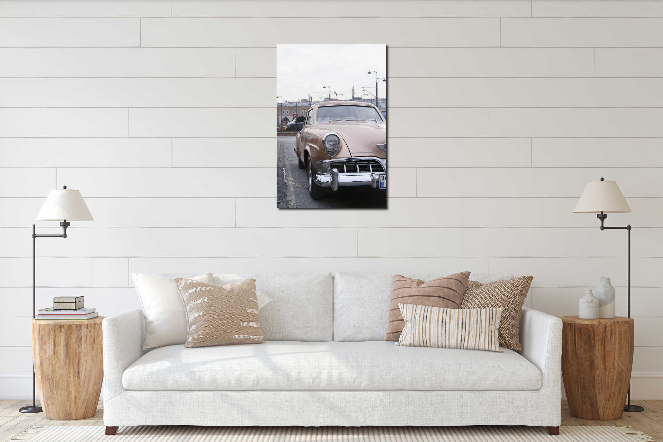 Front View of A Vintage Studebaker on The Galata Bridge Istanbul interior mockup