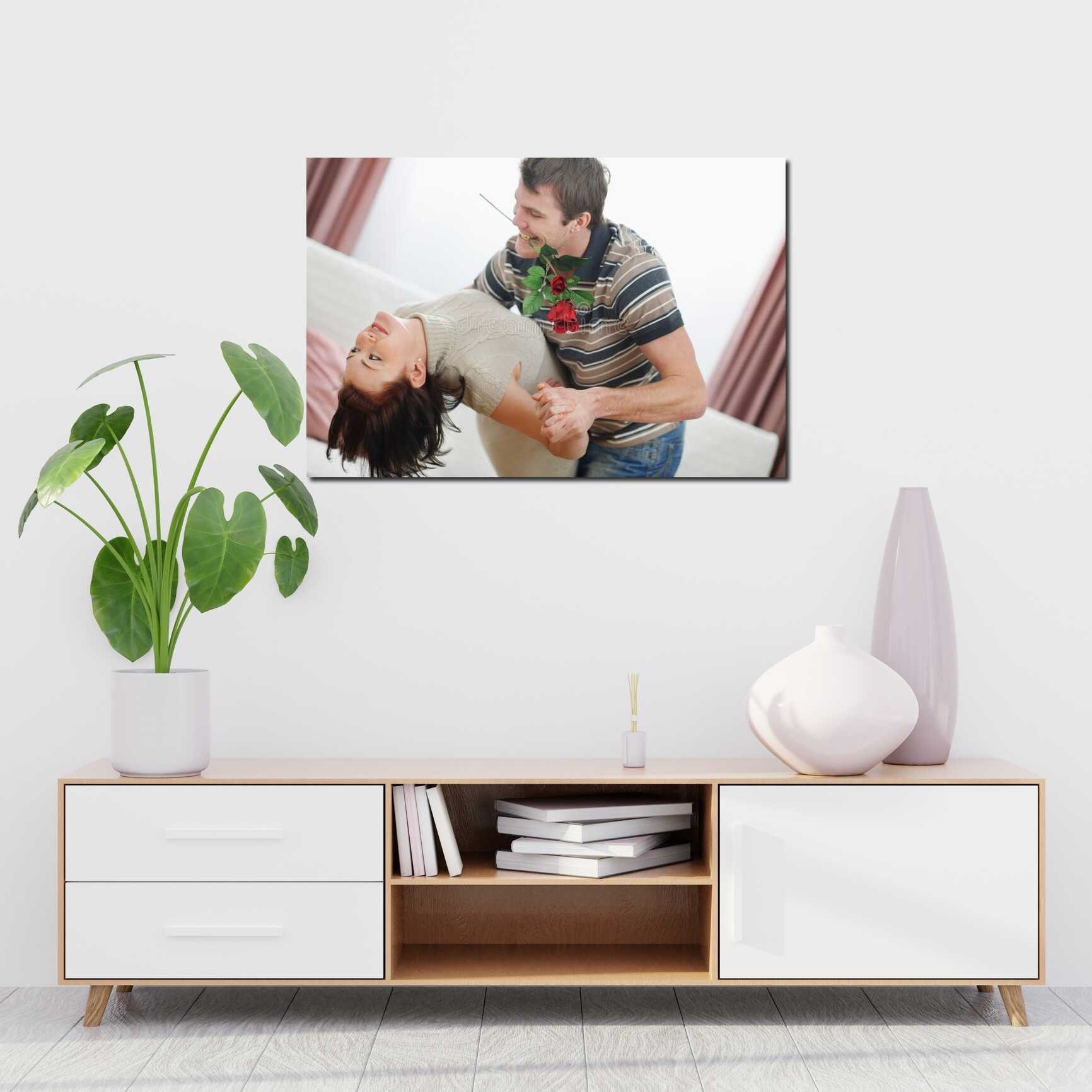 Canvas above sofa for size context