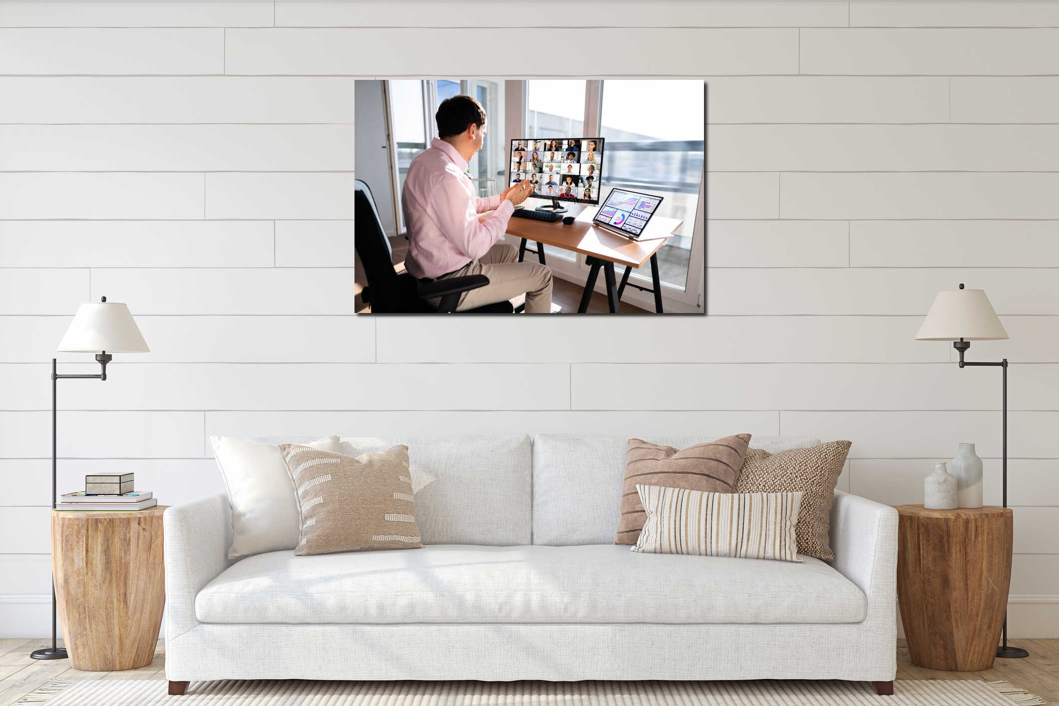 Canvas hanging interior mockup