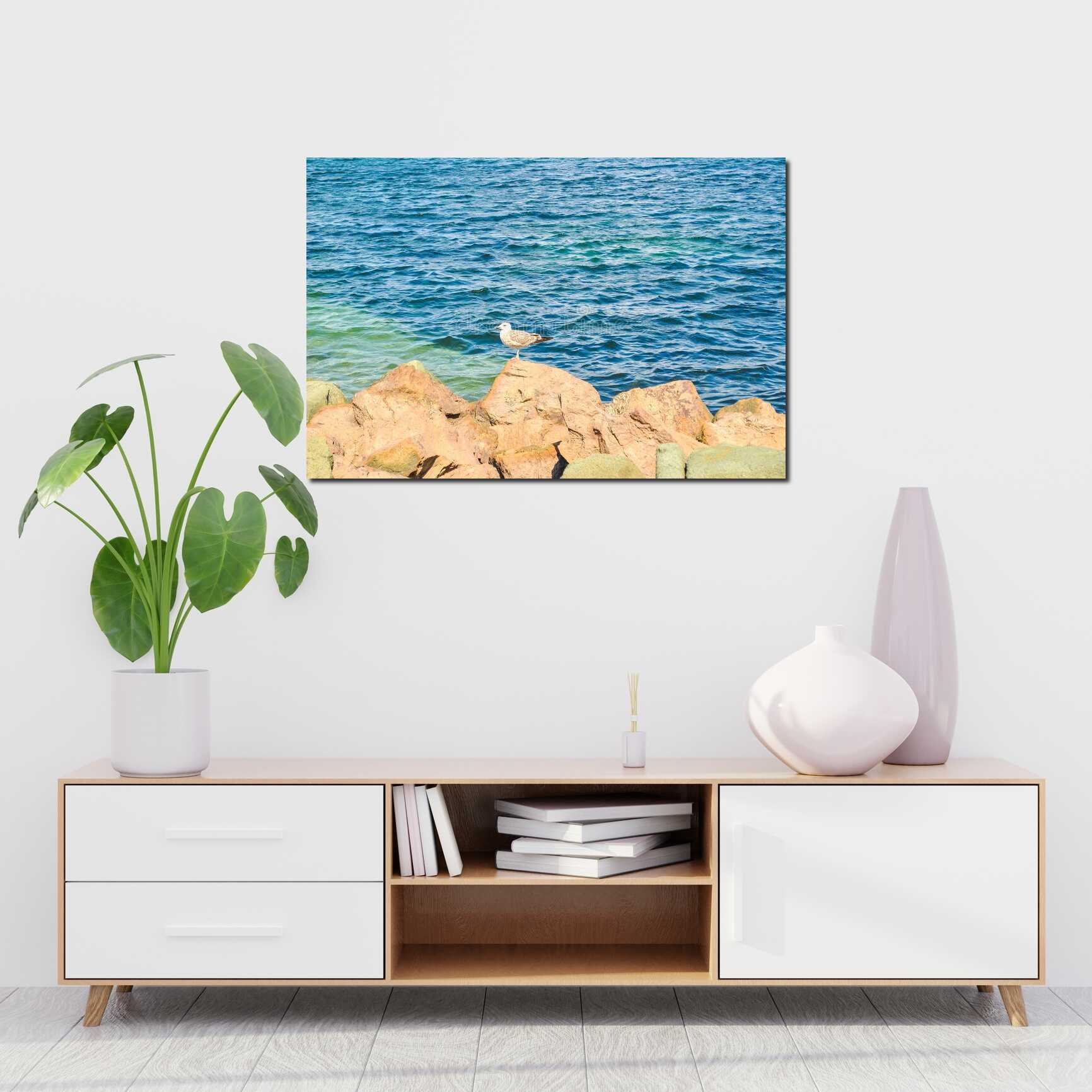 Canvas above sofa for size context