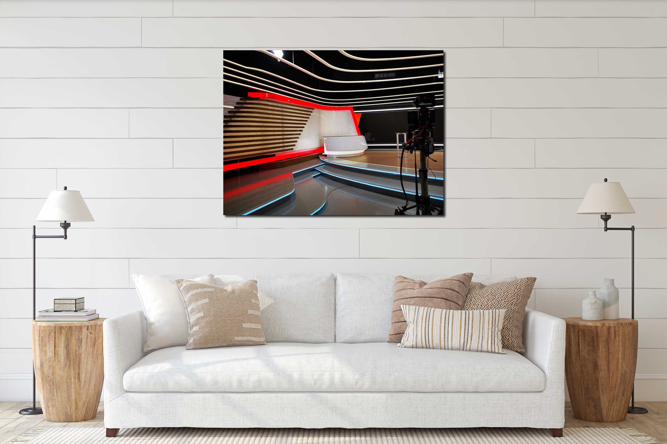 TV Studio live broadcasting recording interior mockup