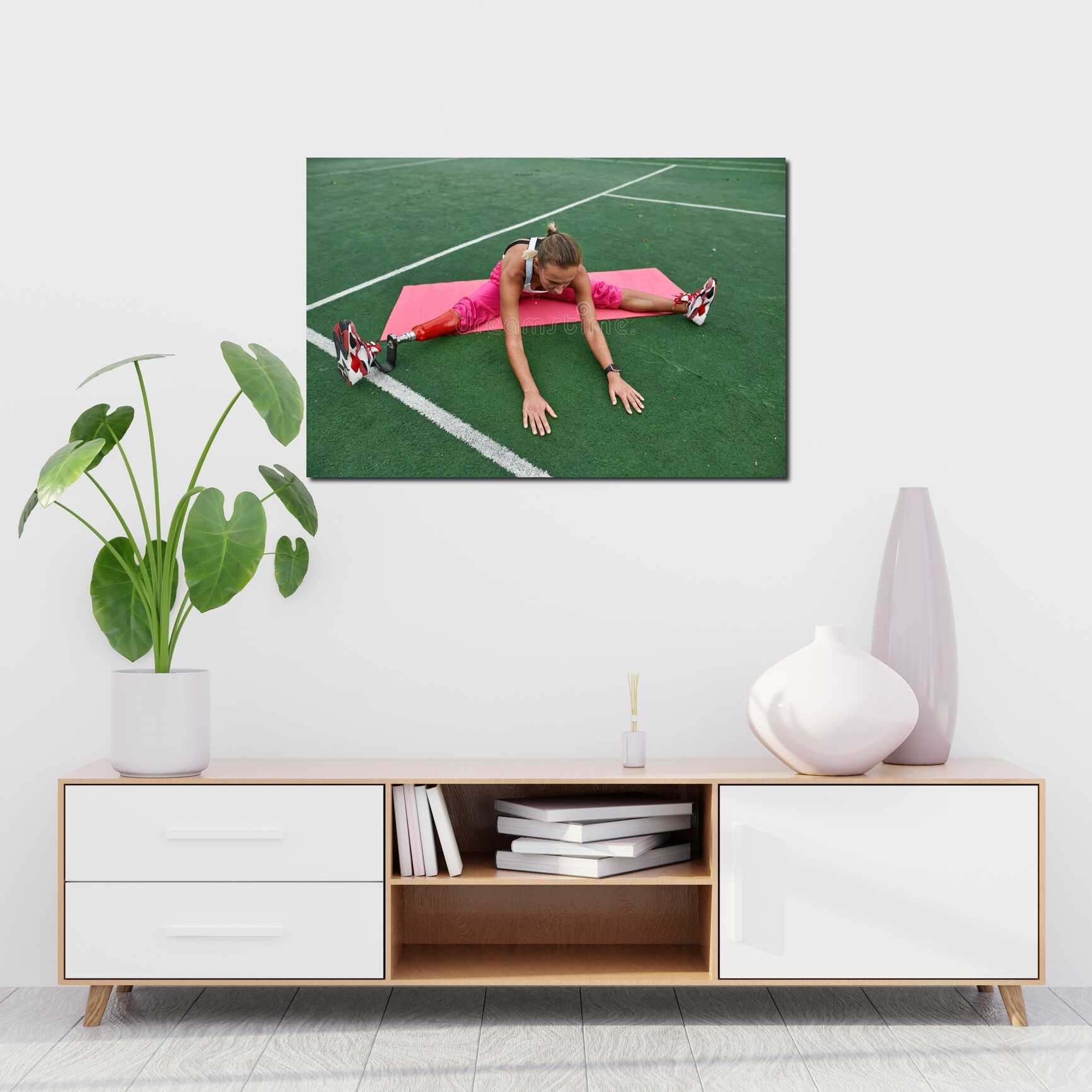 Canvas above sofa for size context