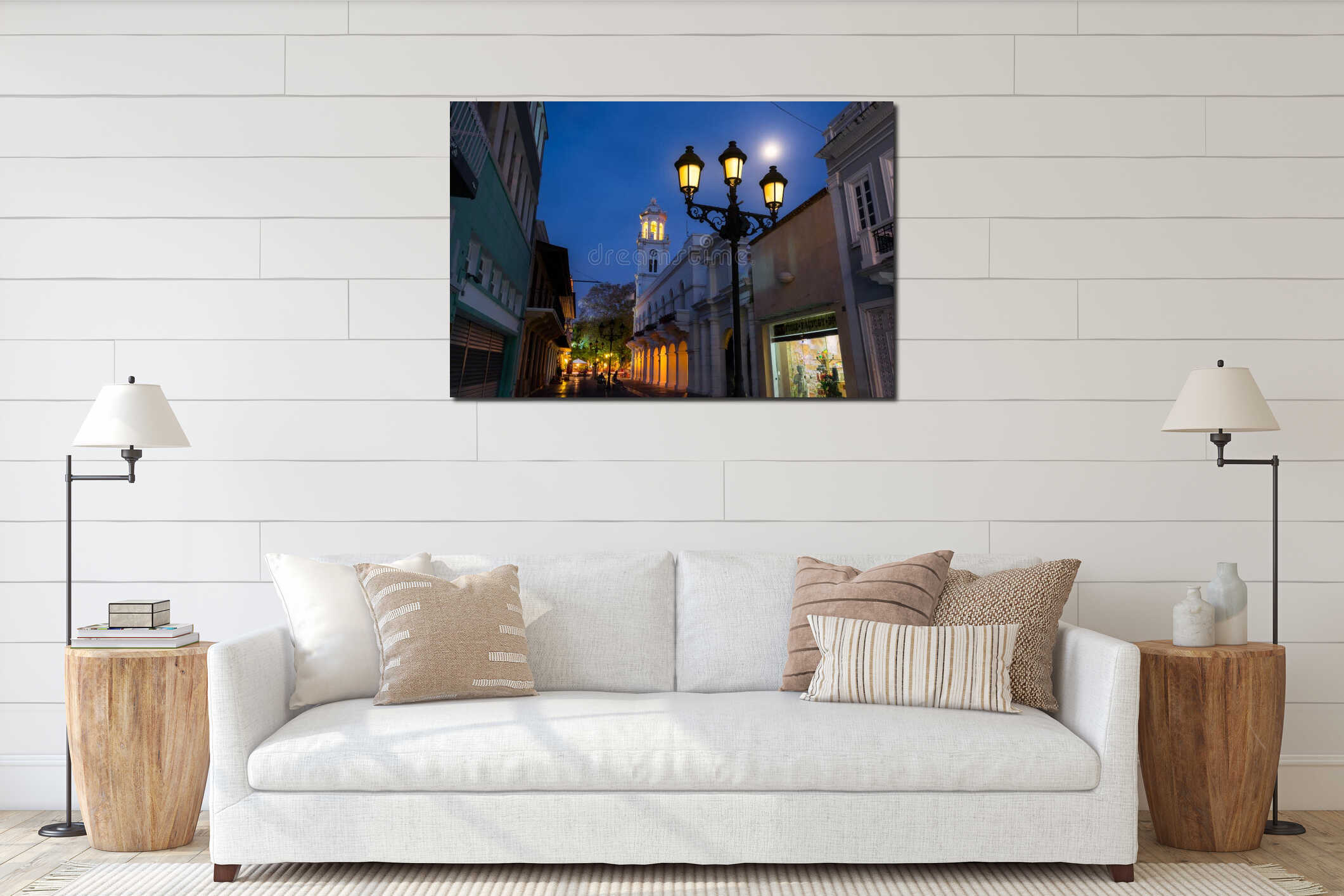 Twilight on the streets of Santo Domingo interior mockup
