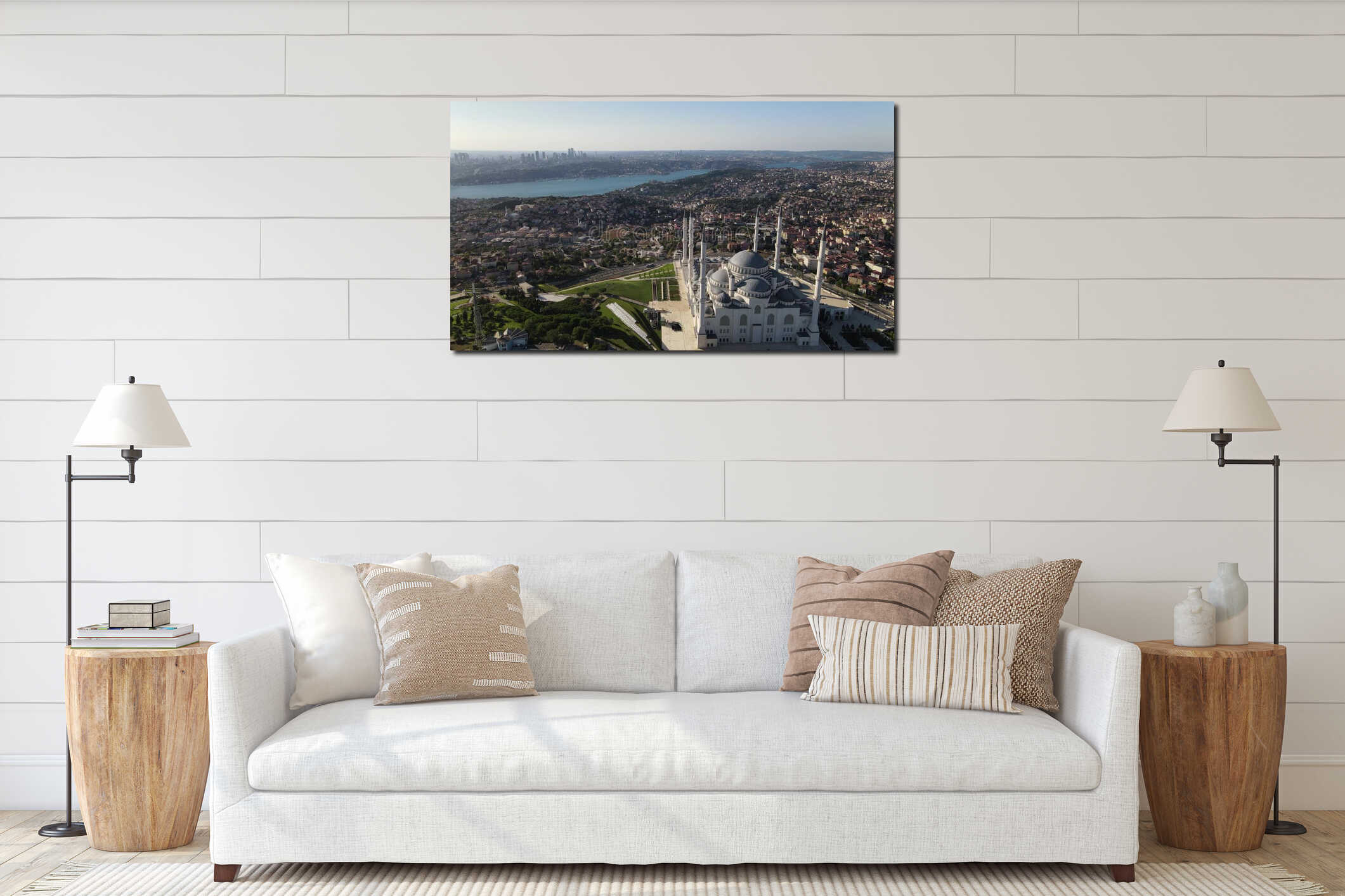 Camlica Islamic Muslim Mosque Aerial View interior mockup