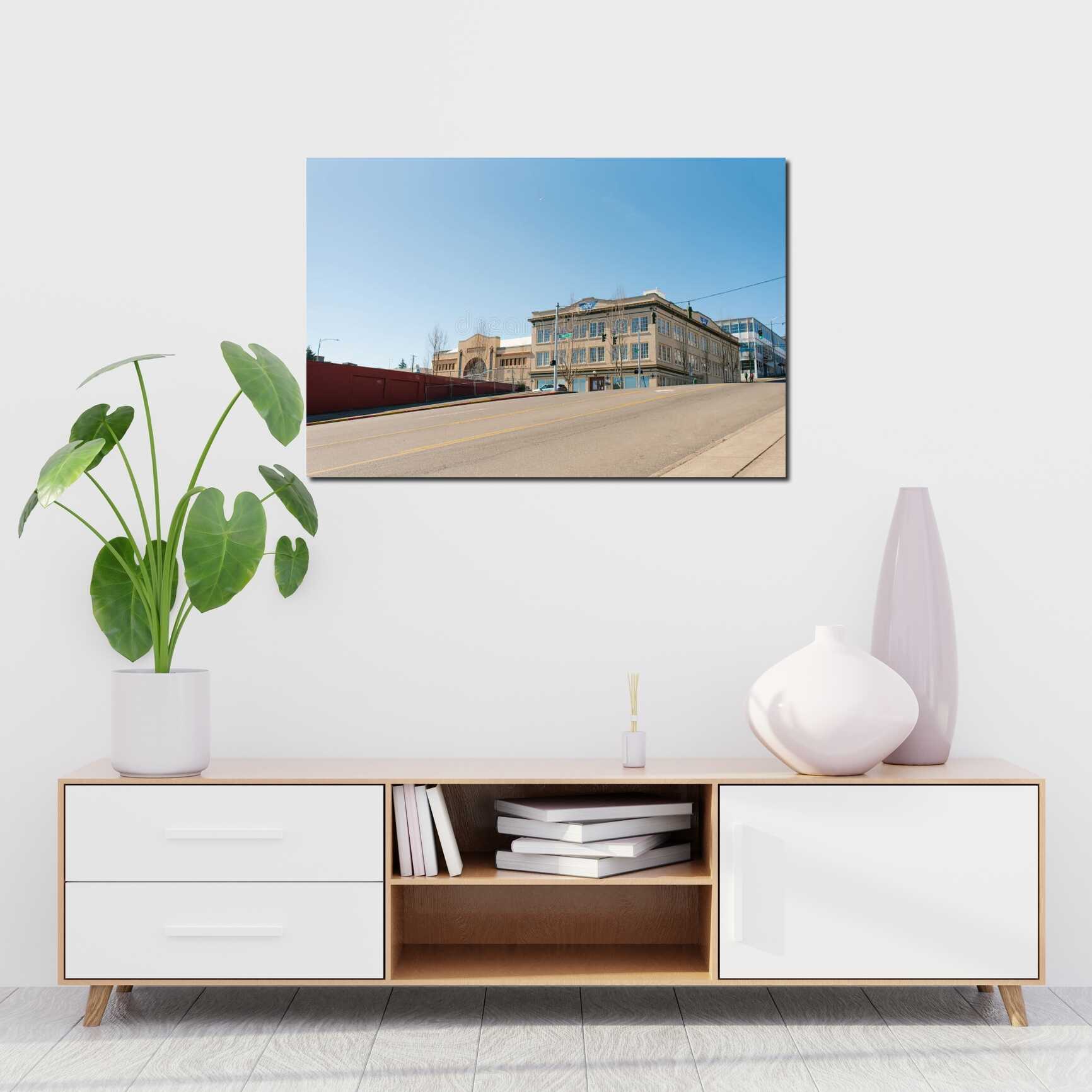 Canvas above sofa for size context