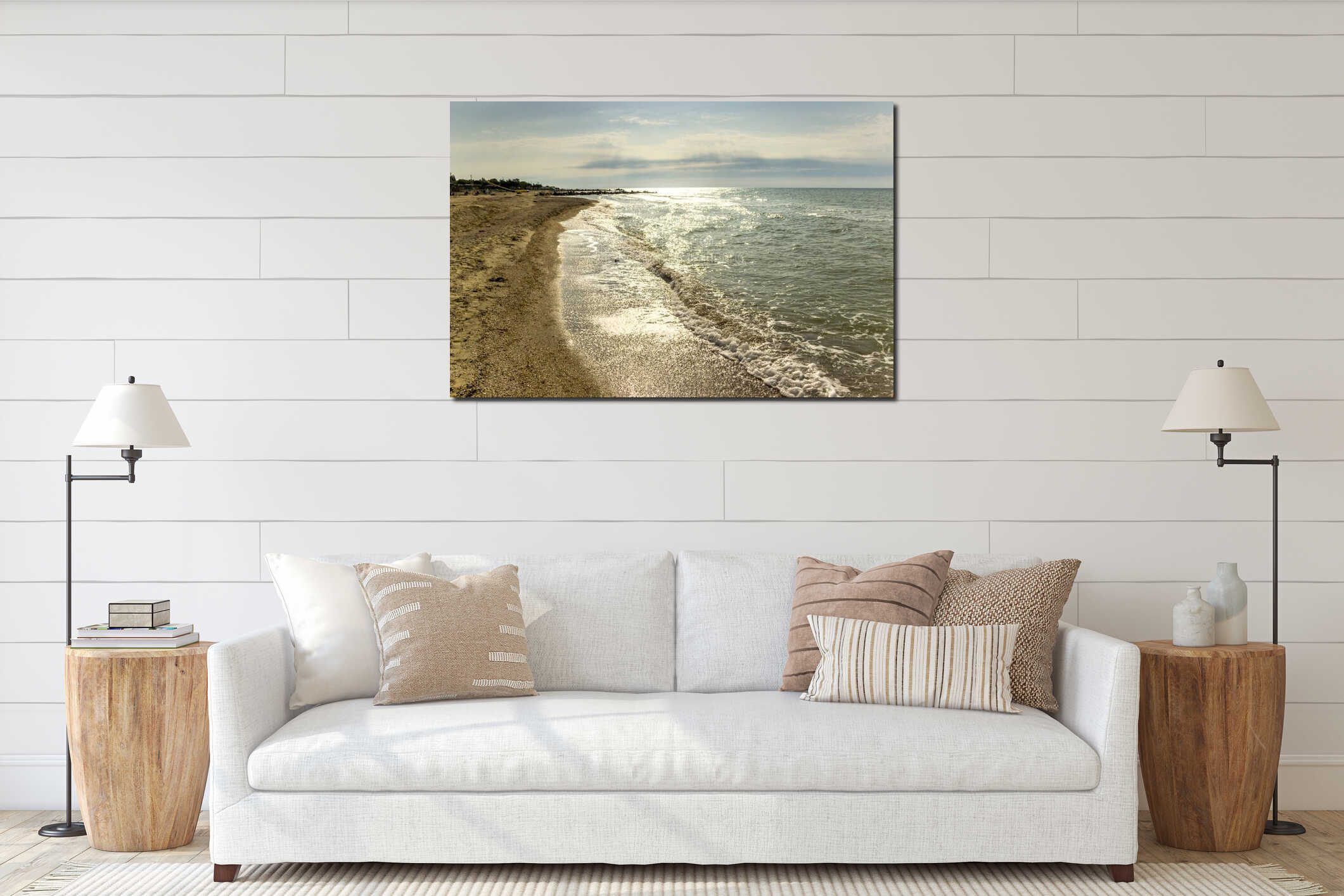 The sea landscape, Azov sea, Ukraine interior mockup