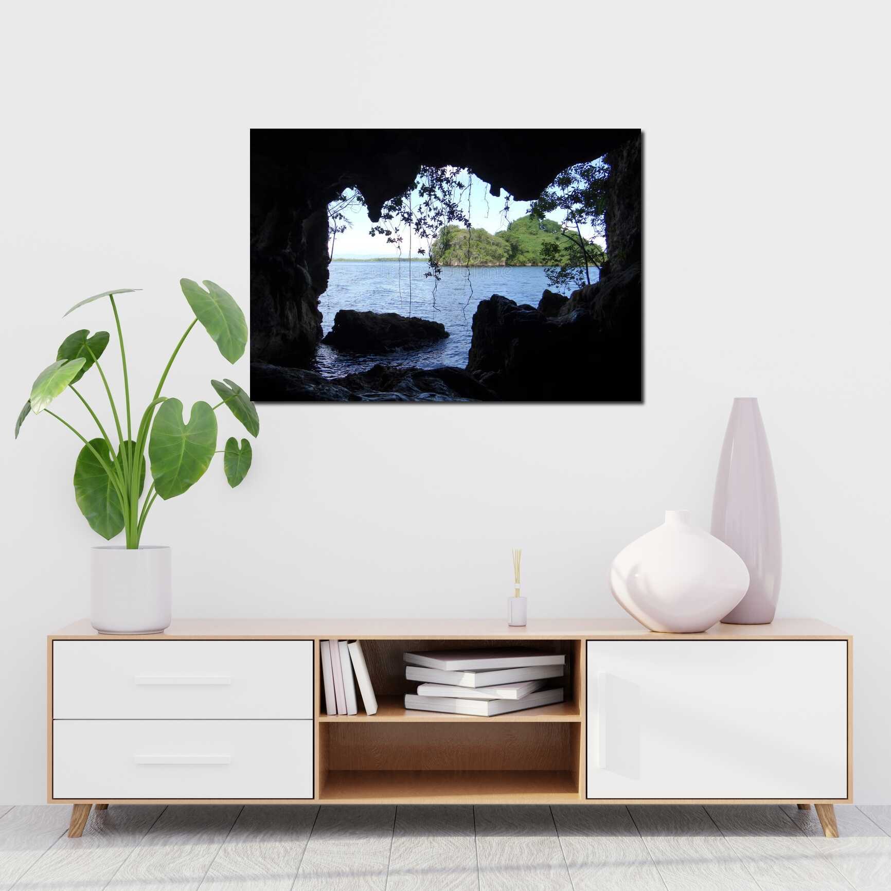 Canvas above sofa for size context