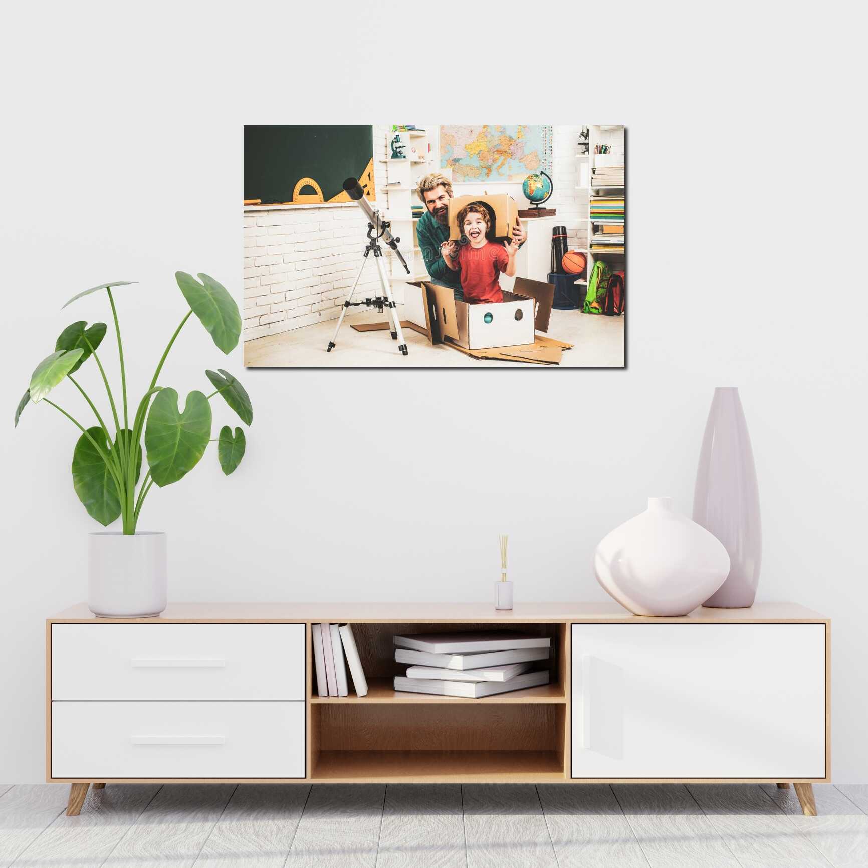 Canvas above sofa for size context