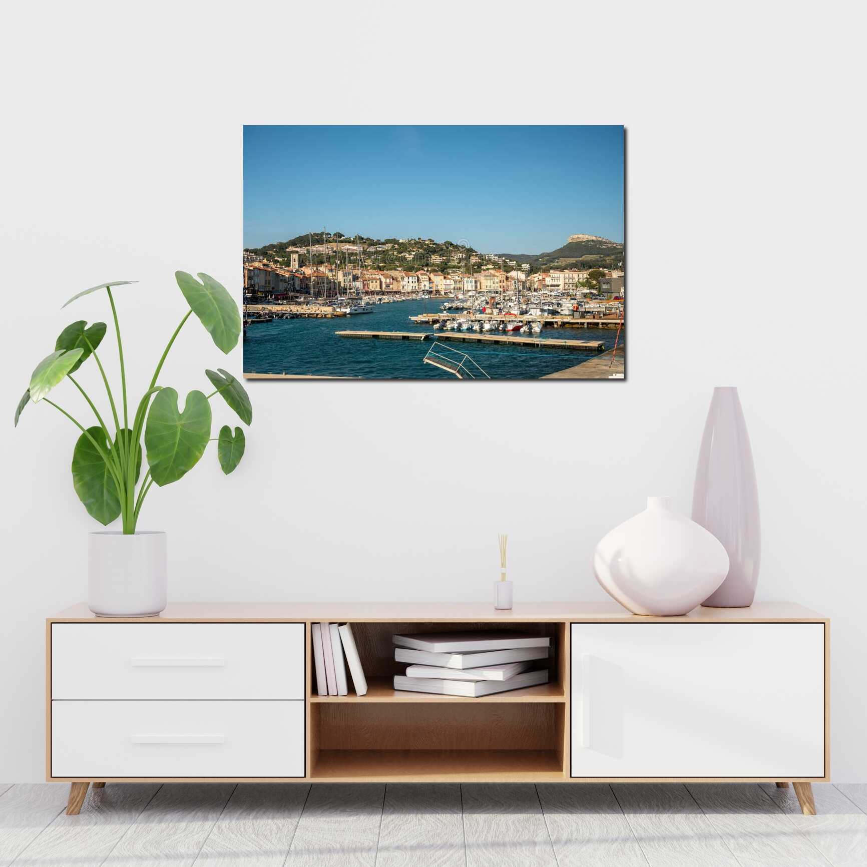 Canvas above sofa for size context