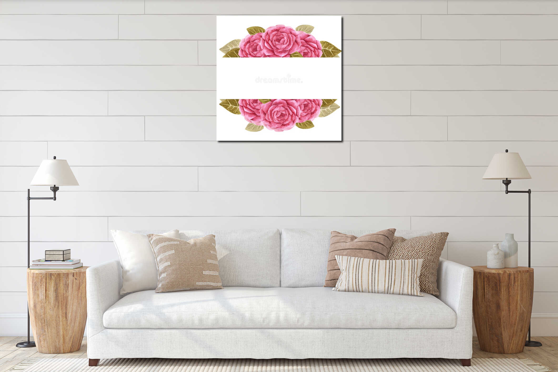 Handdrawn Watercolor red roses frame with green leaves on the white background. Scrapbook design, typography poster, label, banner interior mockup