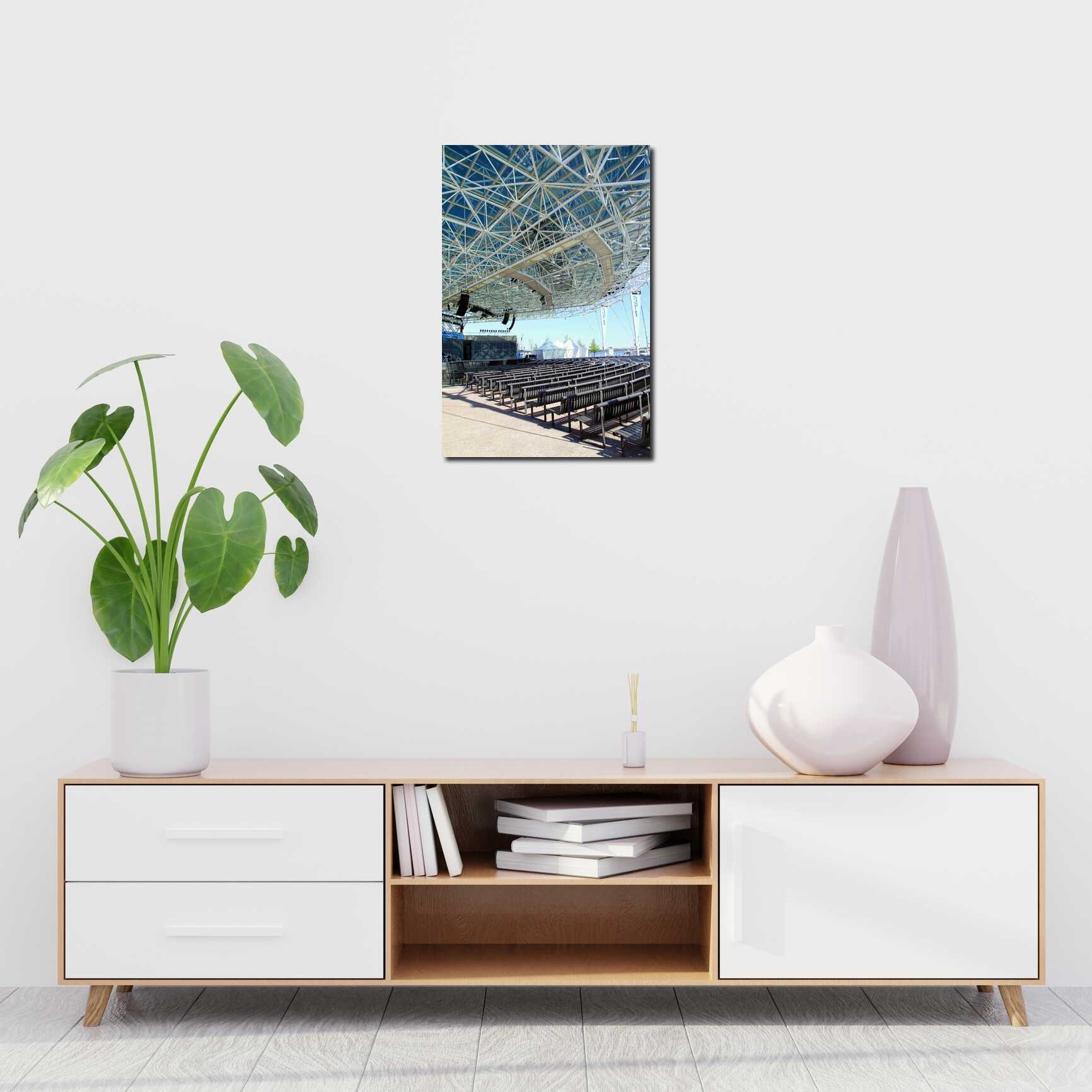 Canvas above sofa for size context