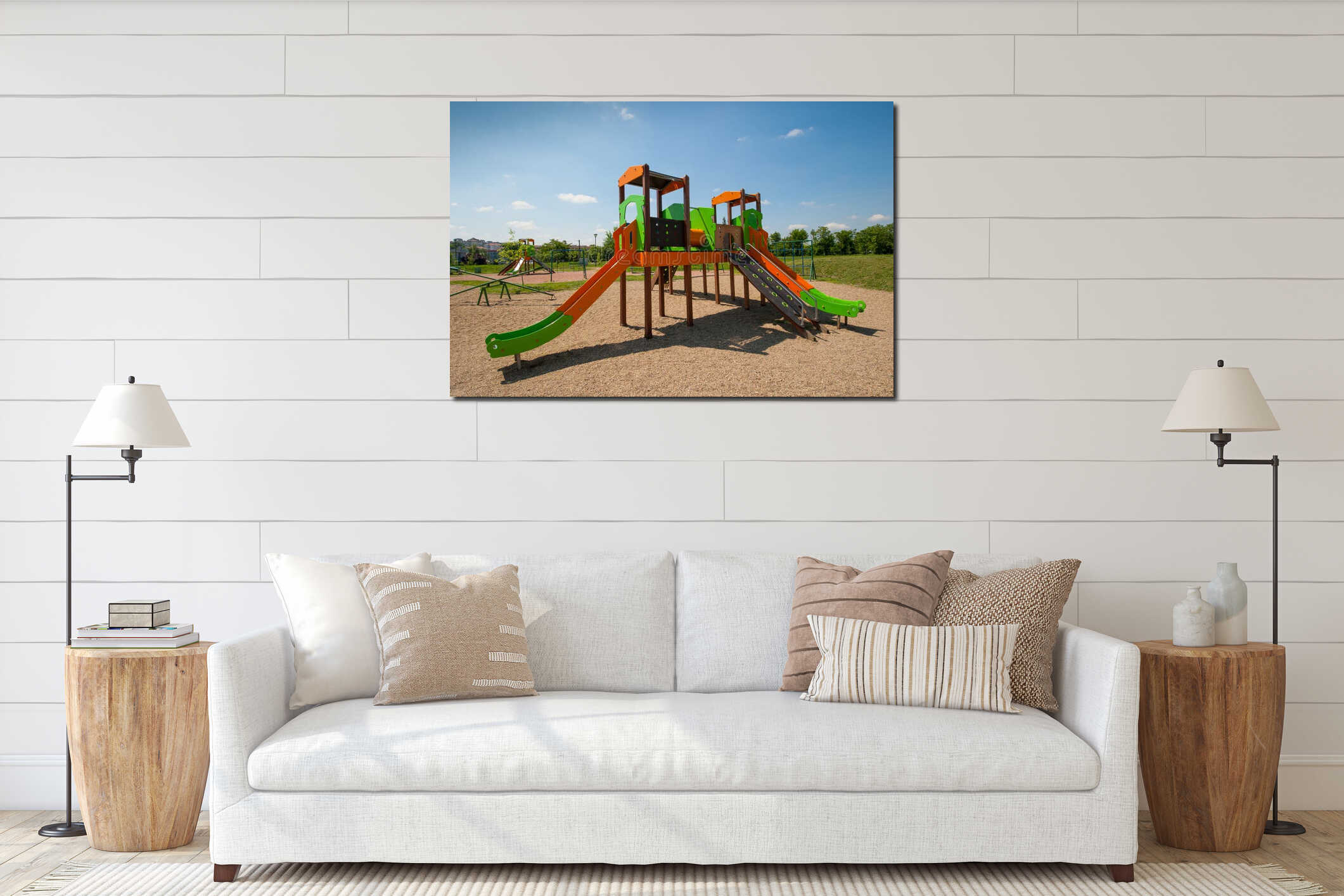 Empty children playground interior mockup