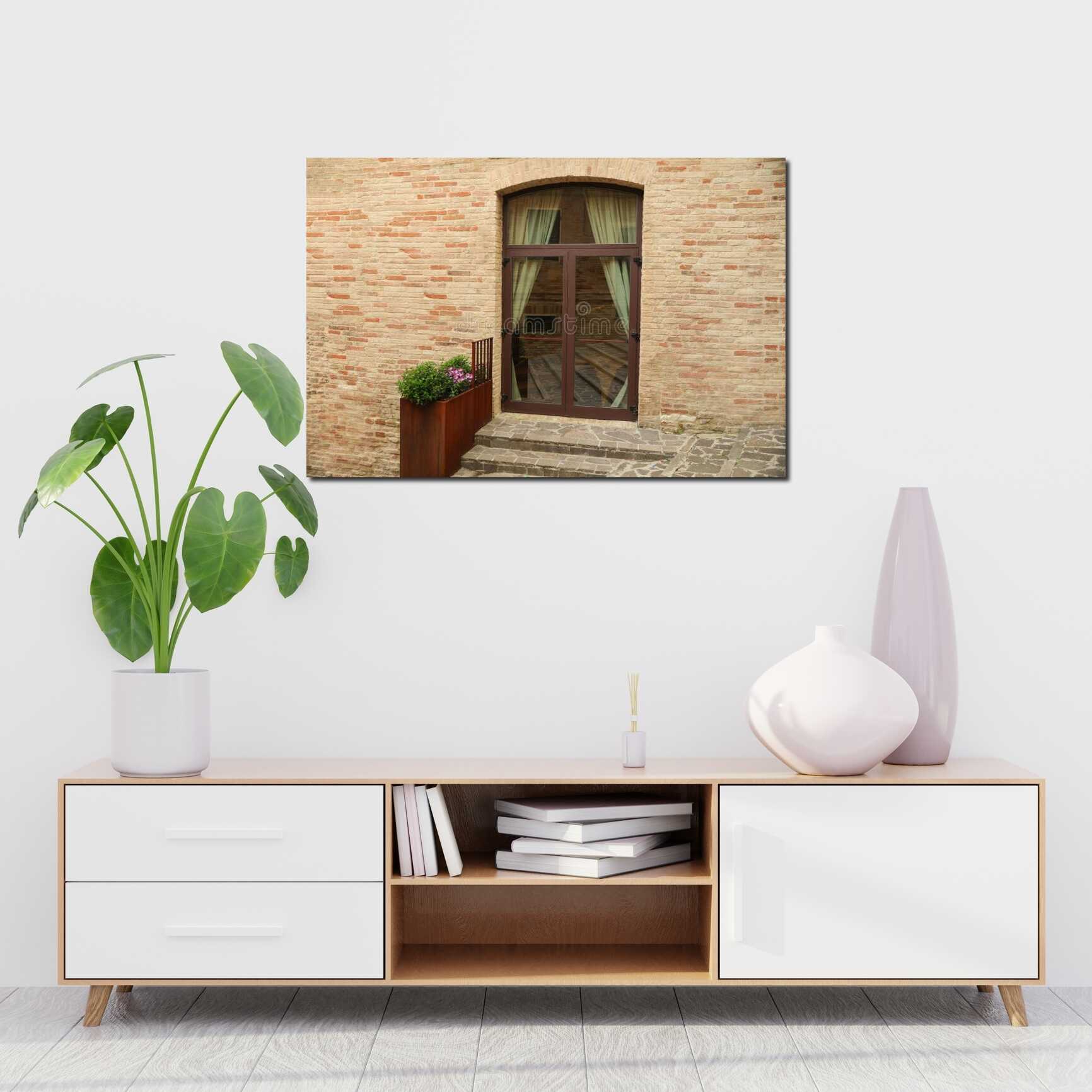 Canvas above sofa for size context