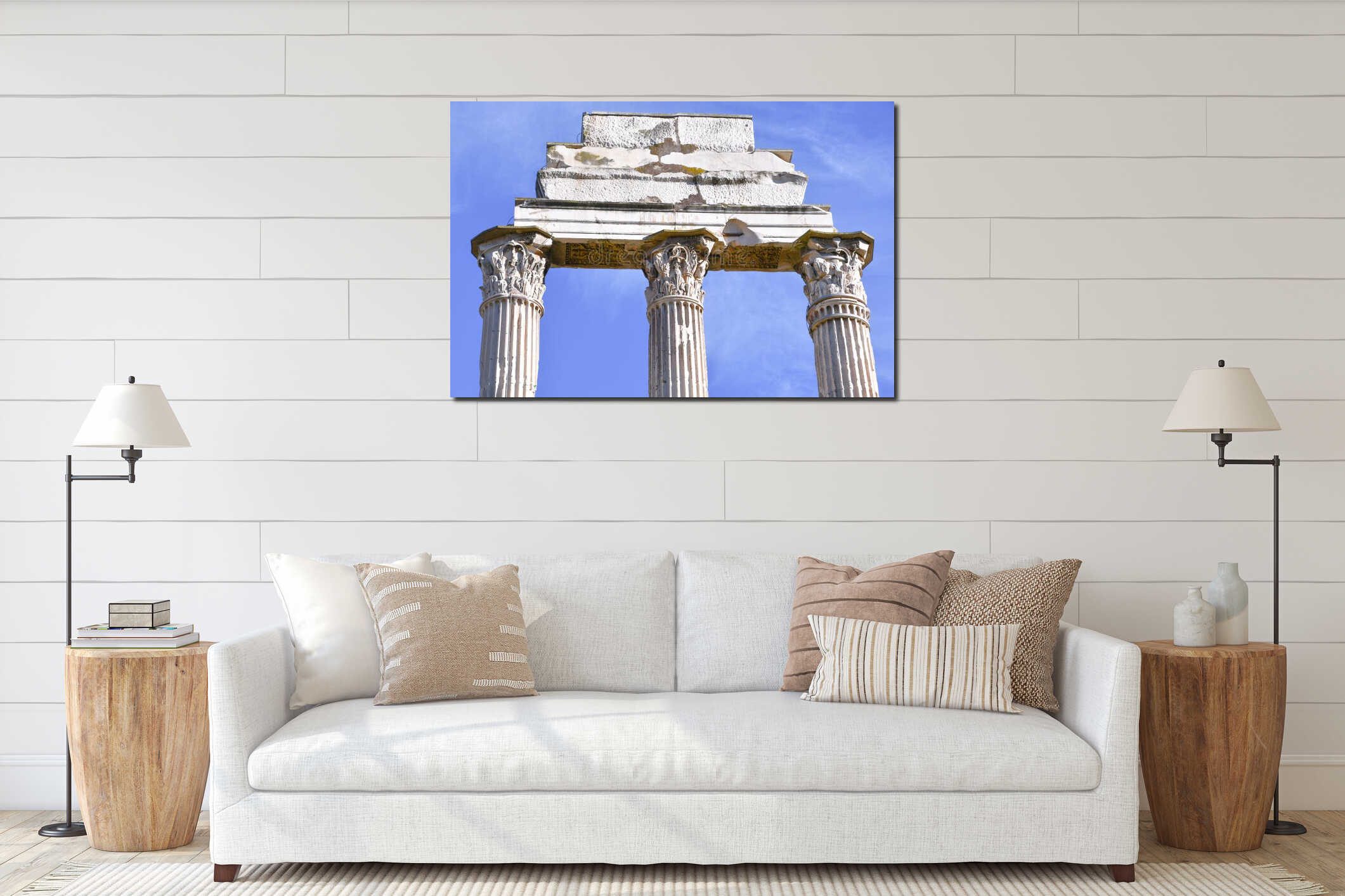 Three entrance columns to the Imperial Forums of Rome interior mockup