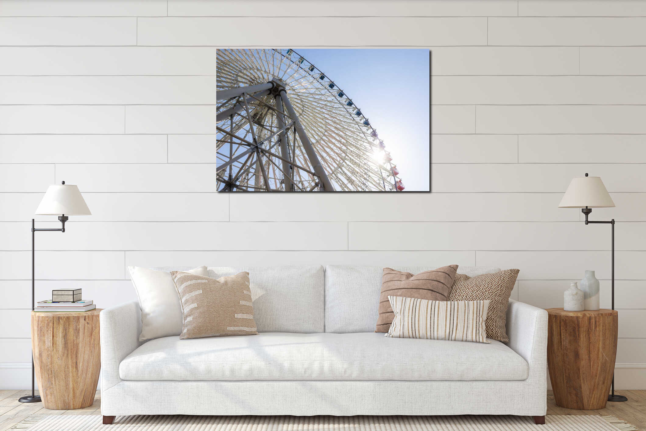 Low angle ferris wheel interior mockup