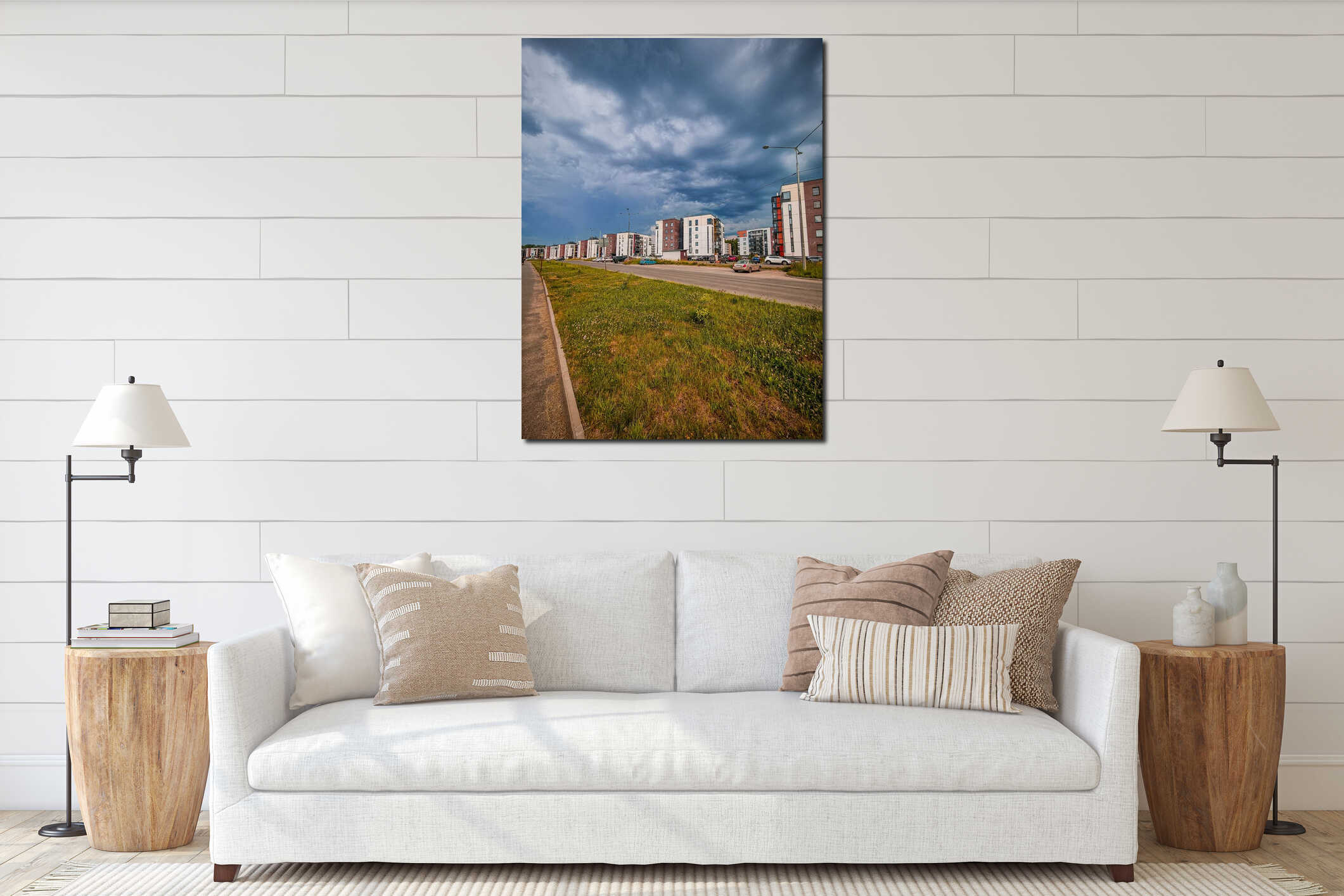 Overcast sky. Clouds. Before the rain interior mockup