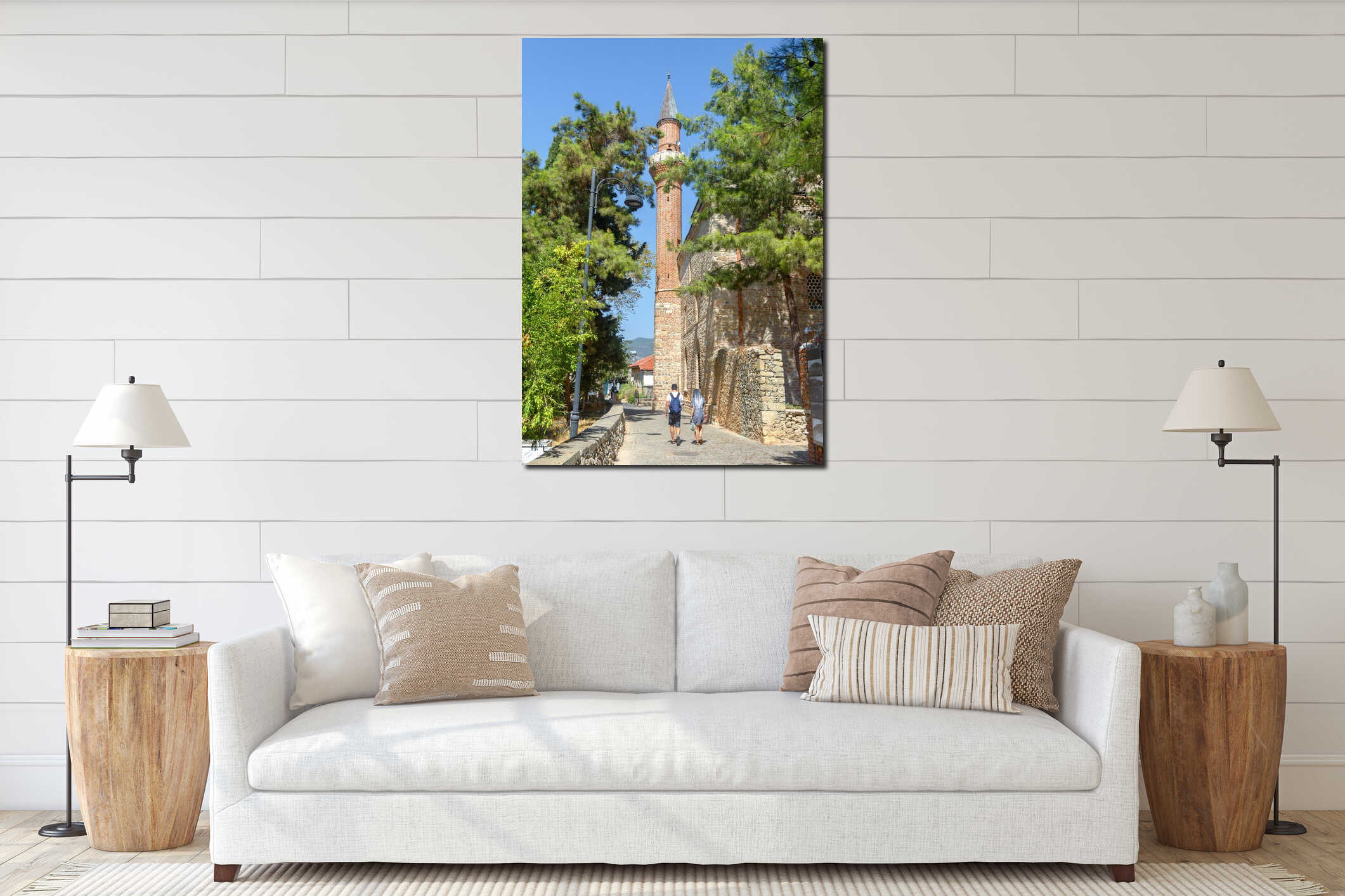 Minaret. Suleymaniye Mosque in Alanya. Turkey. Alanya fortress interior mockup