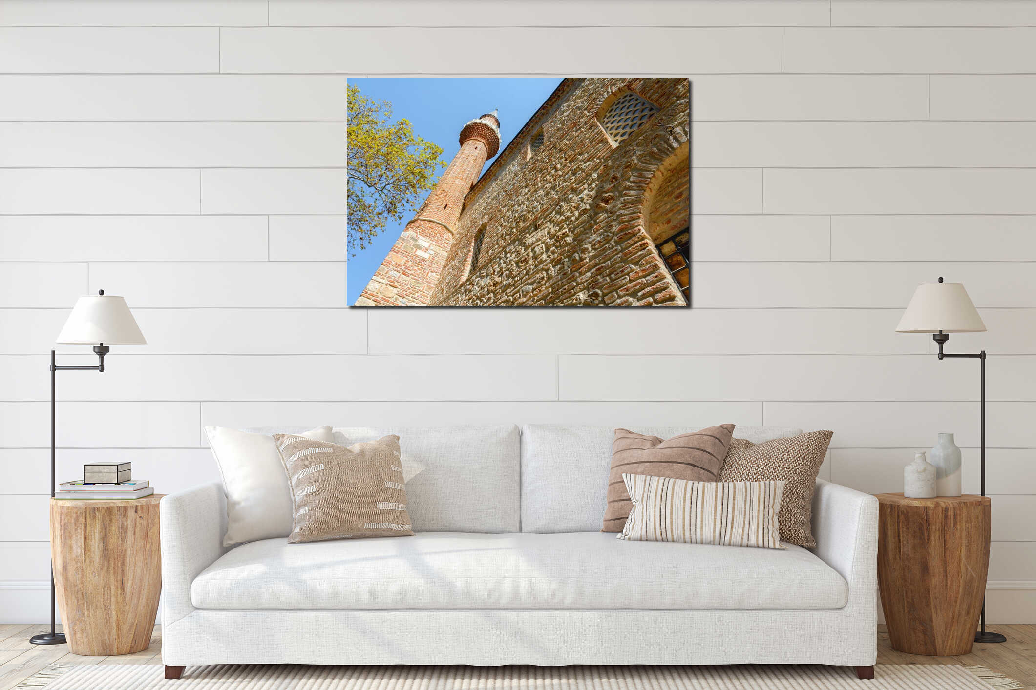 Minaret. Suleymaniye Mosque in Alanya. Turkey. Alanya fortress interior mockup