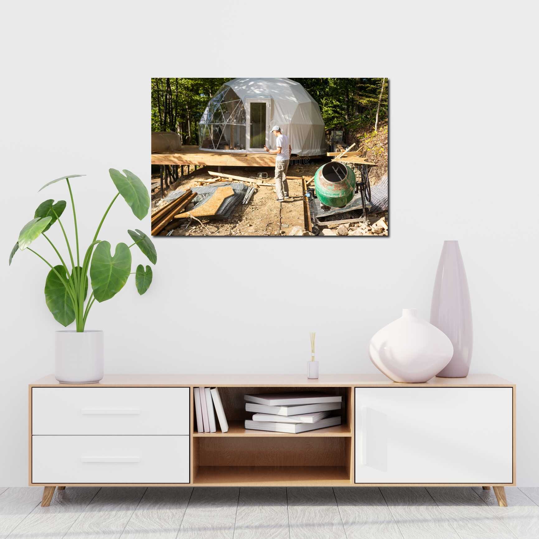 Canvas above sofa for size context