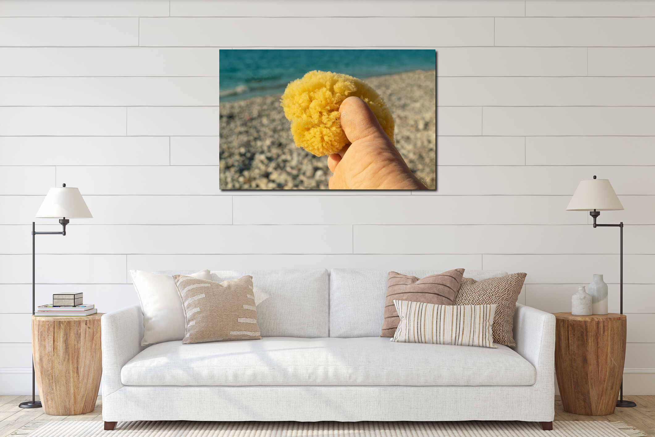 Natural sponge outdoor interior mockup